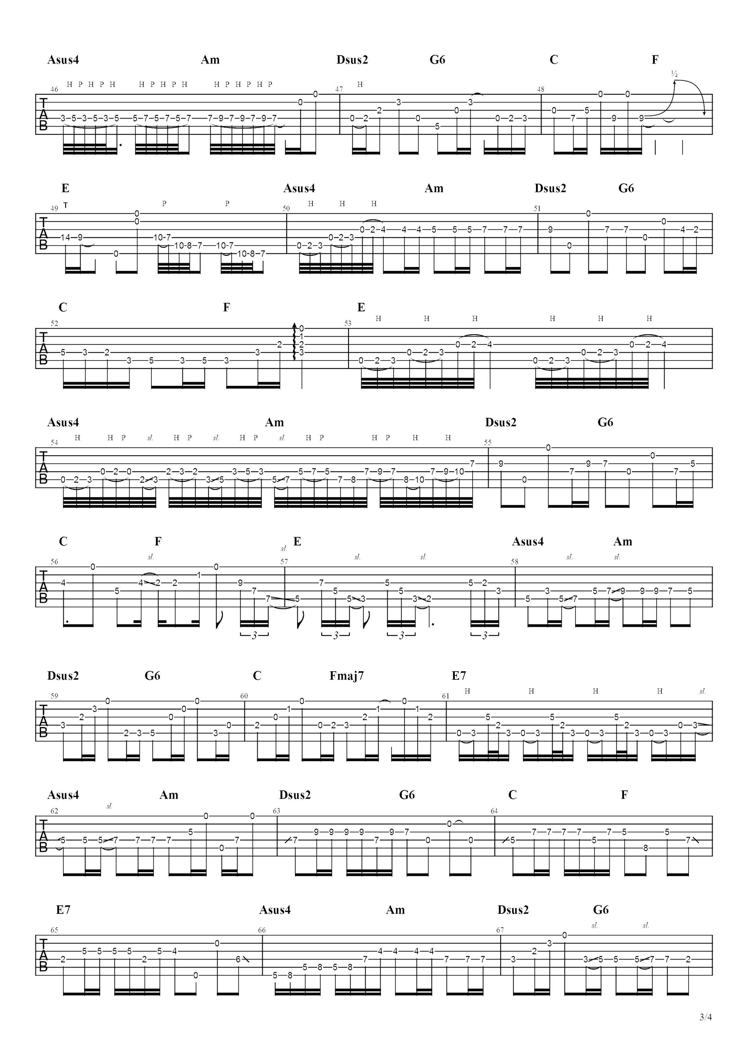 《冷雨夜》吉他独奏谱-黄家强,黄家驹