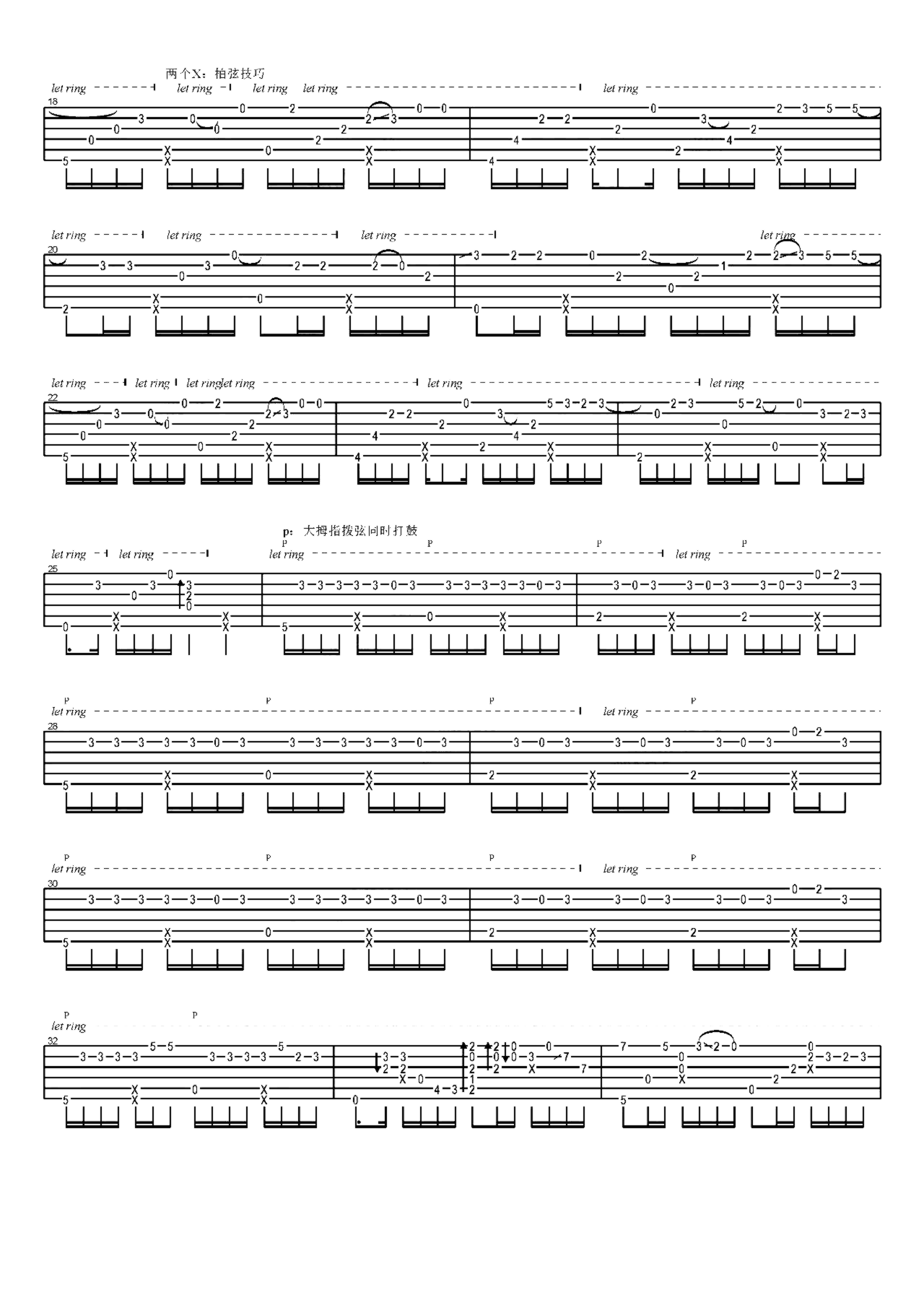 《夏天的风》吉他独奏谱-周杰伦