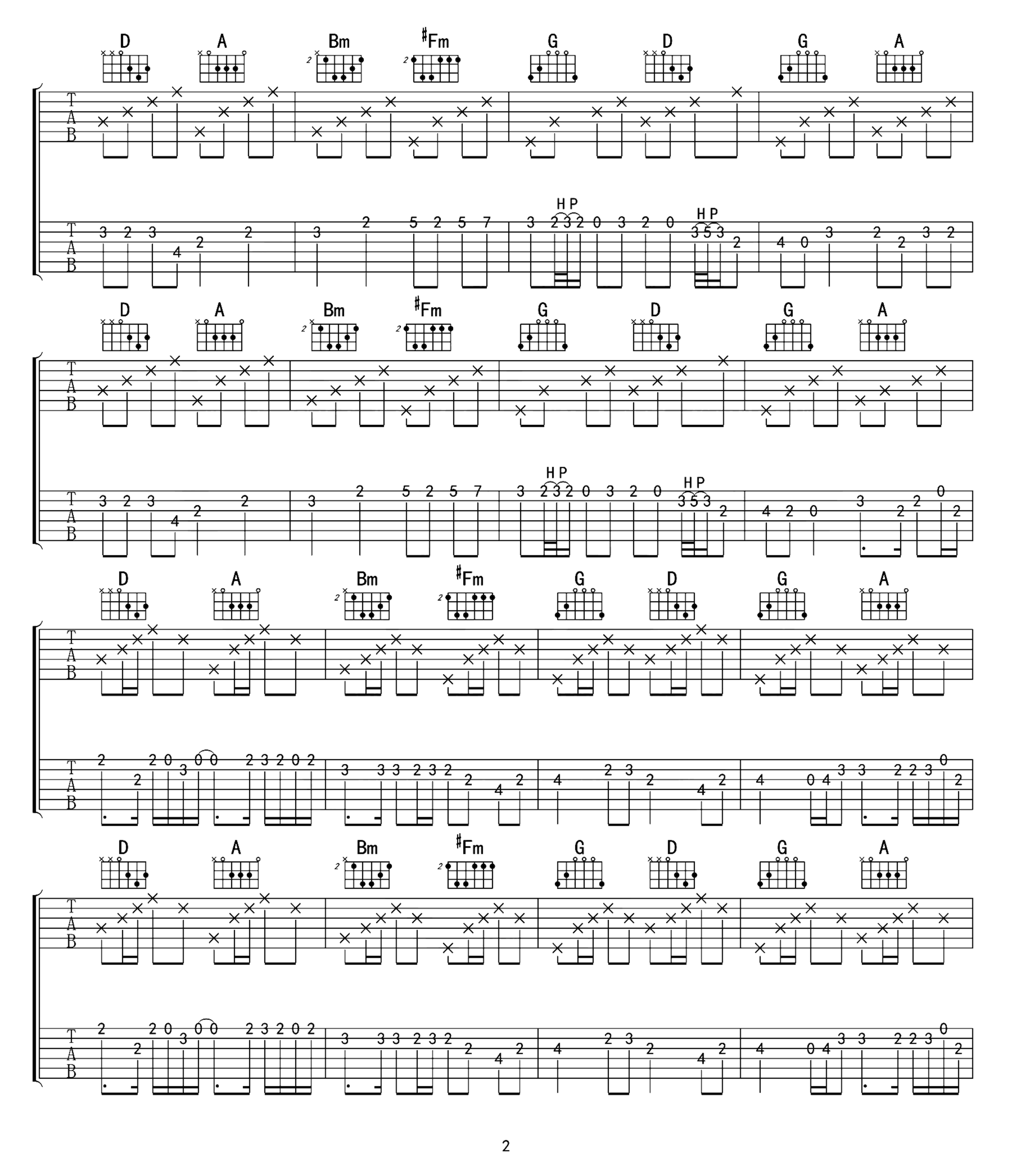 《D大调卡农》吉他独奏谱-帕赫贝尔