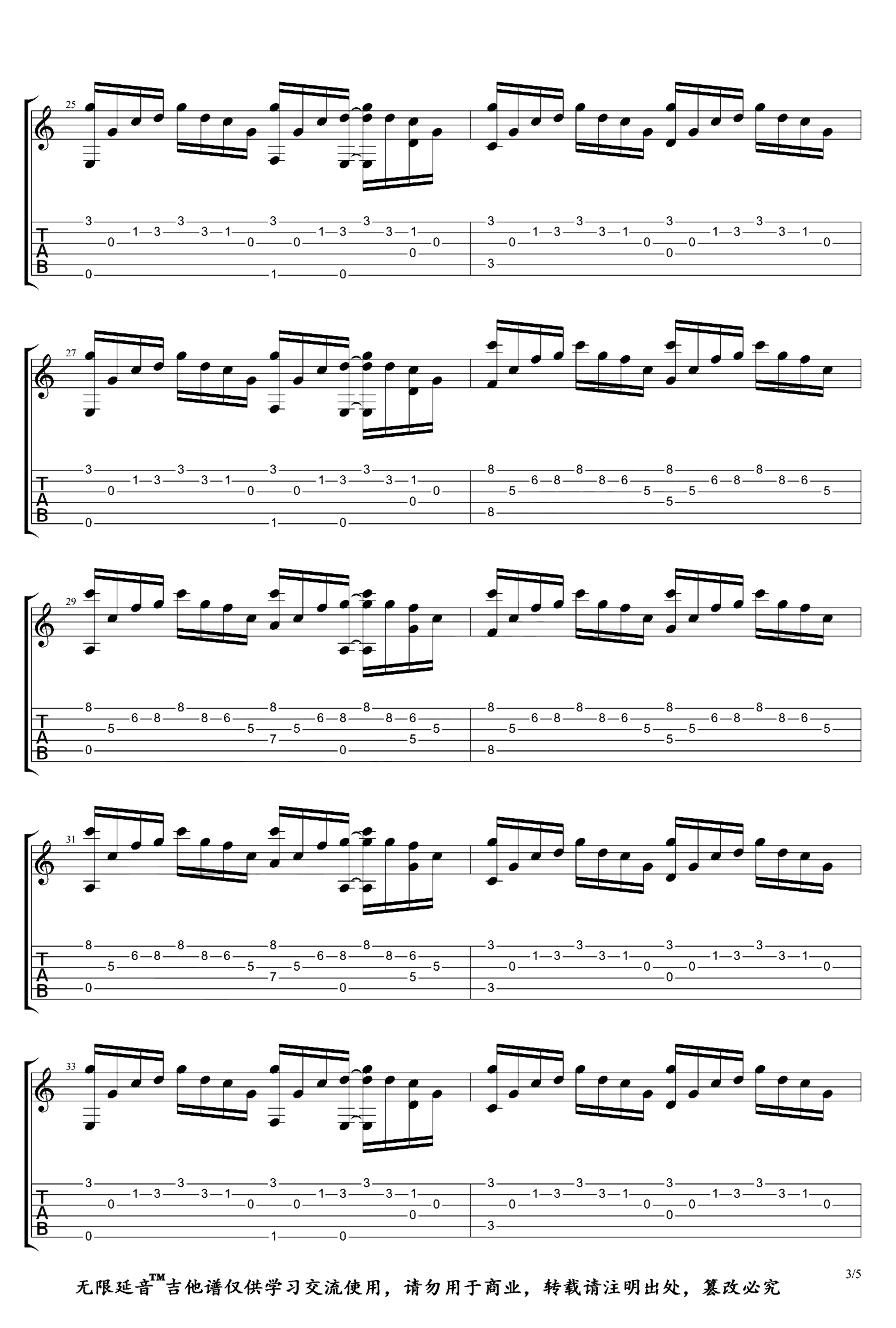 《Summer》吉他独奏谱-久石让