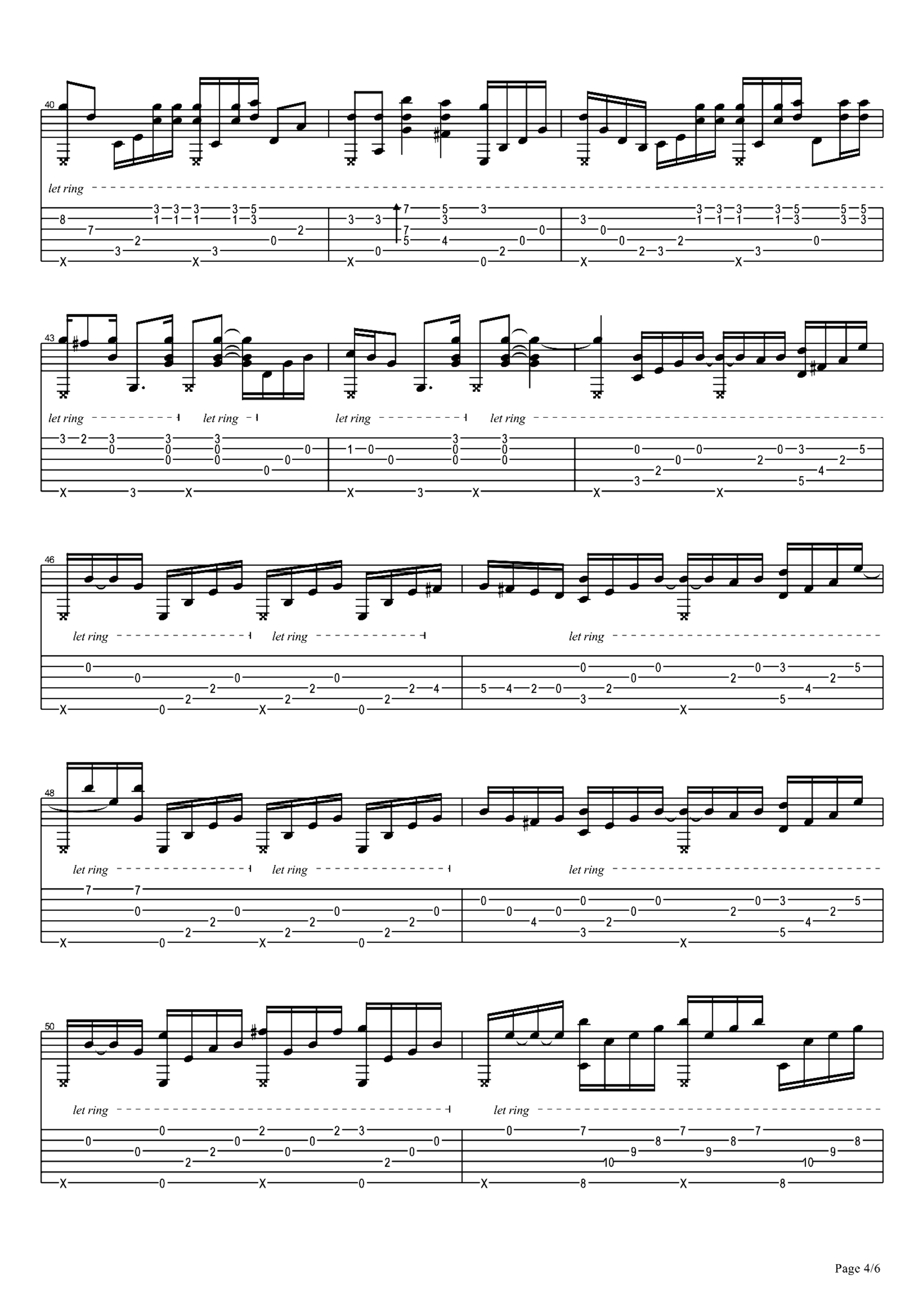 《海阔天空》吉他独奏谱-黄家驹