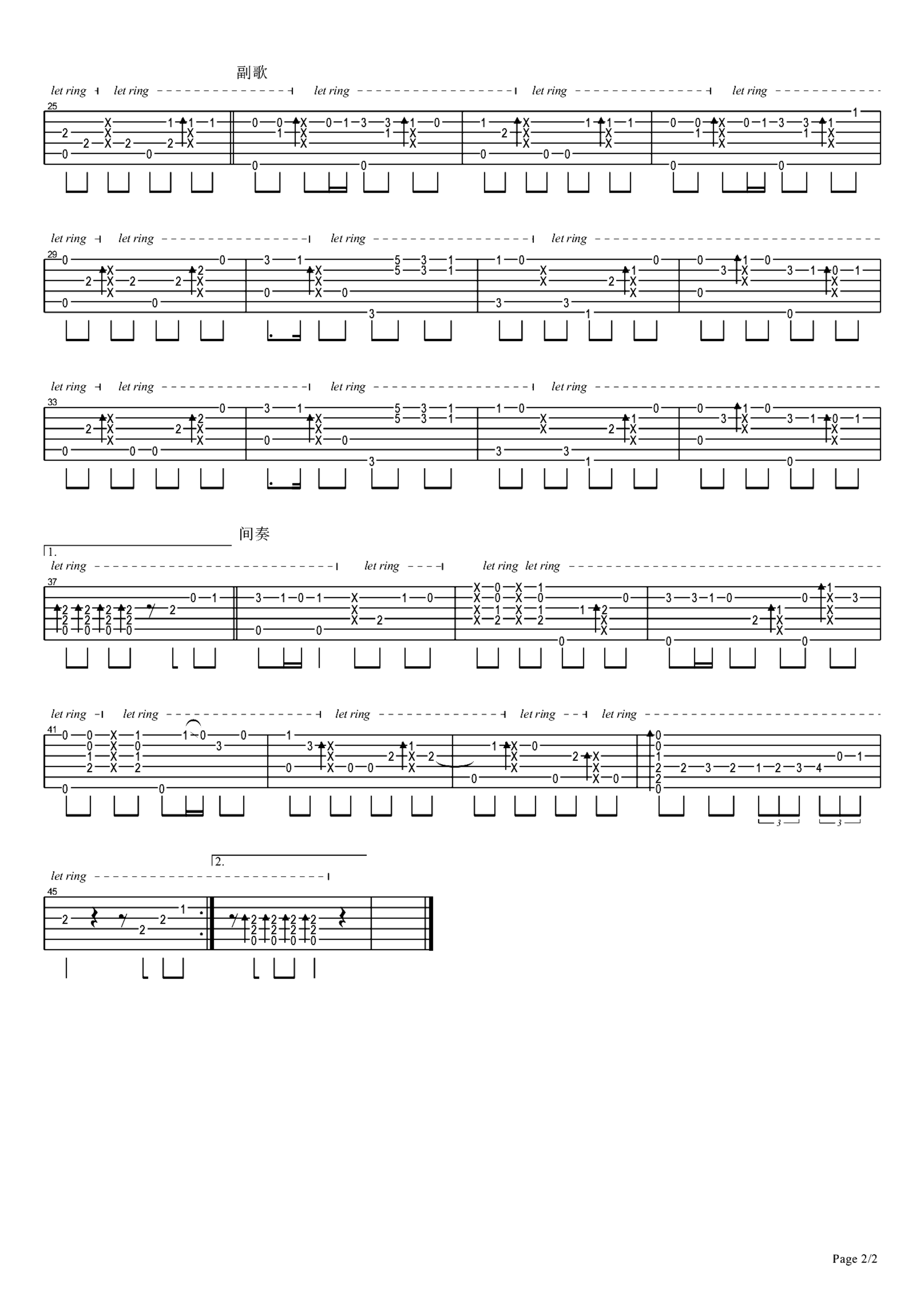 《Mojito》吉他独奏谱-周杰伦