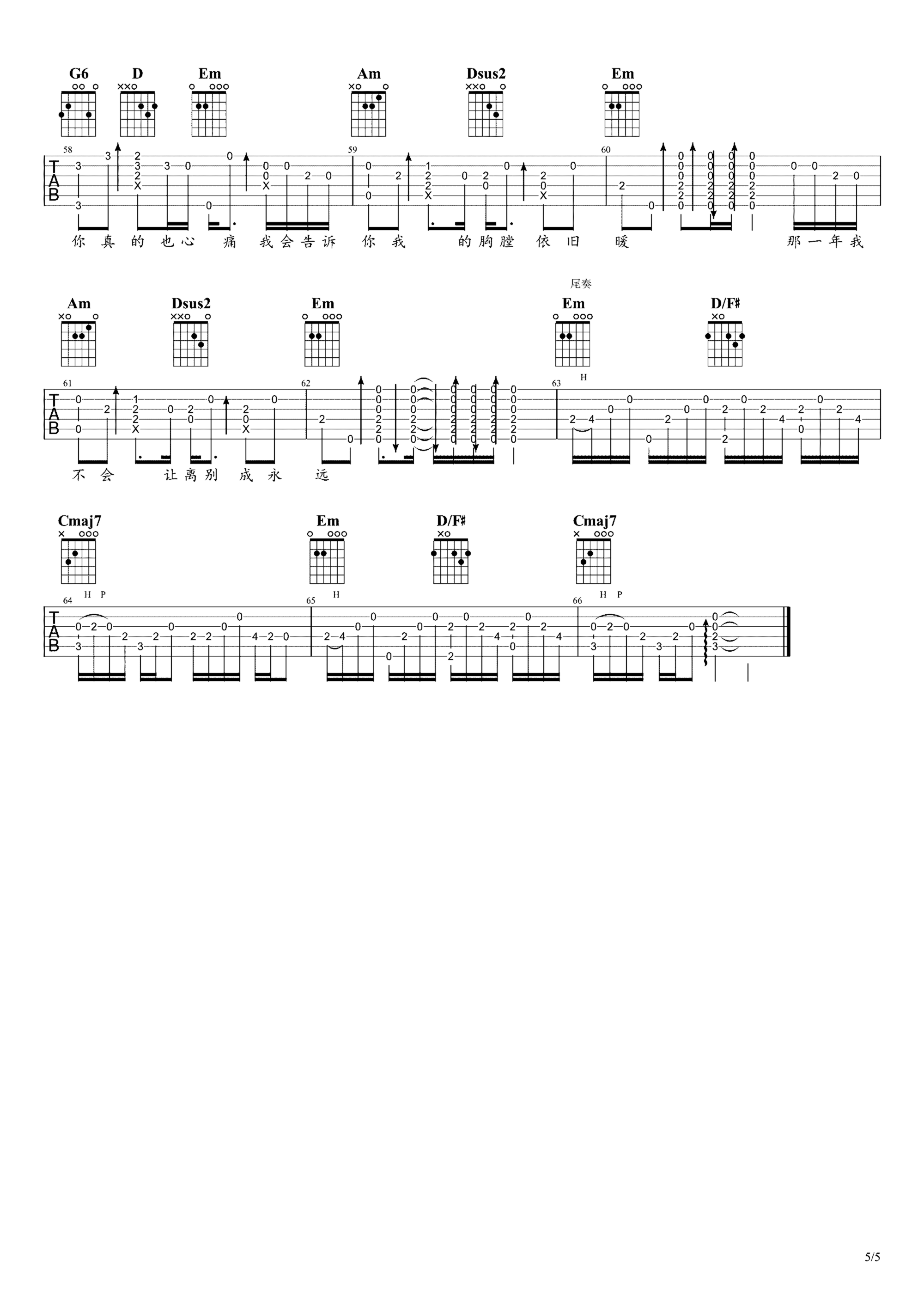 《等一分钟》吉他独奏谱-徐誉滕