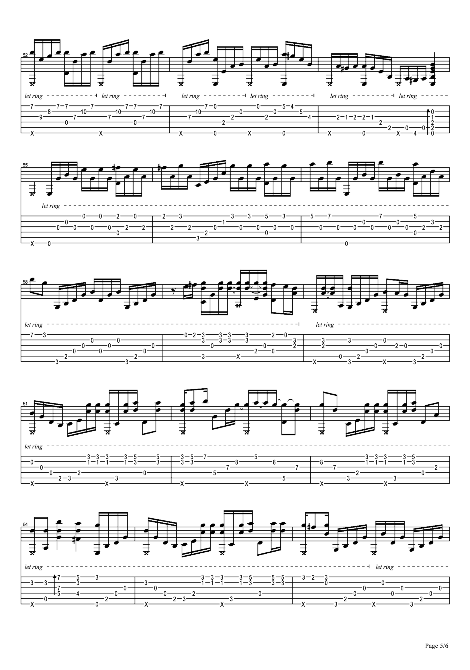 《海阔天空》吉他独奏谱-黄家驹