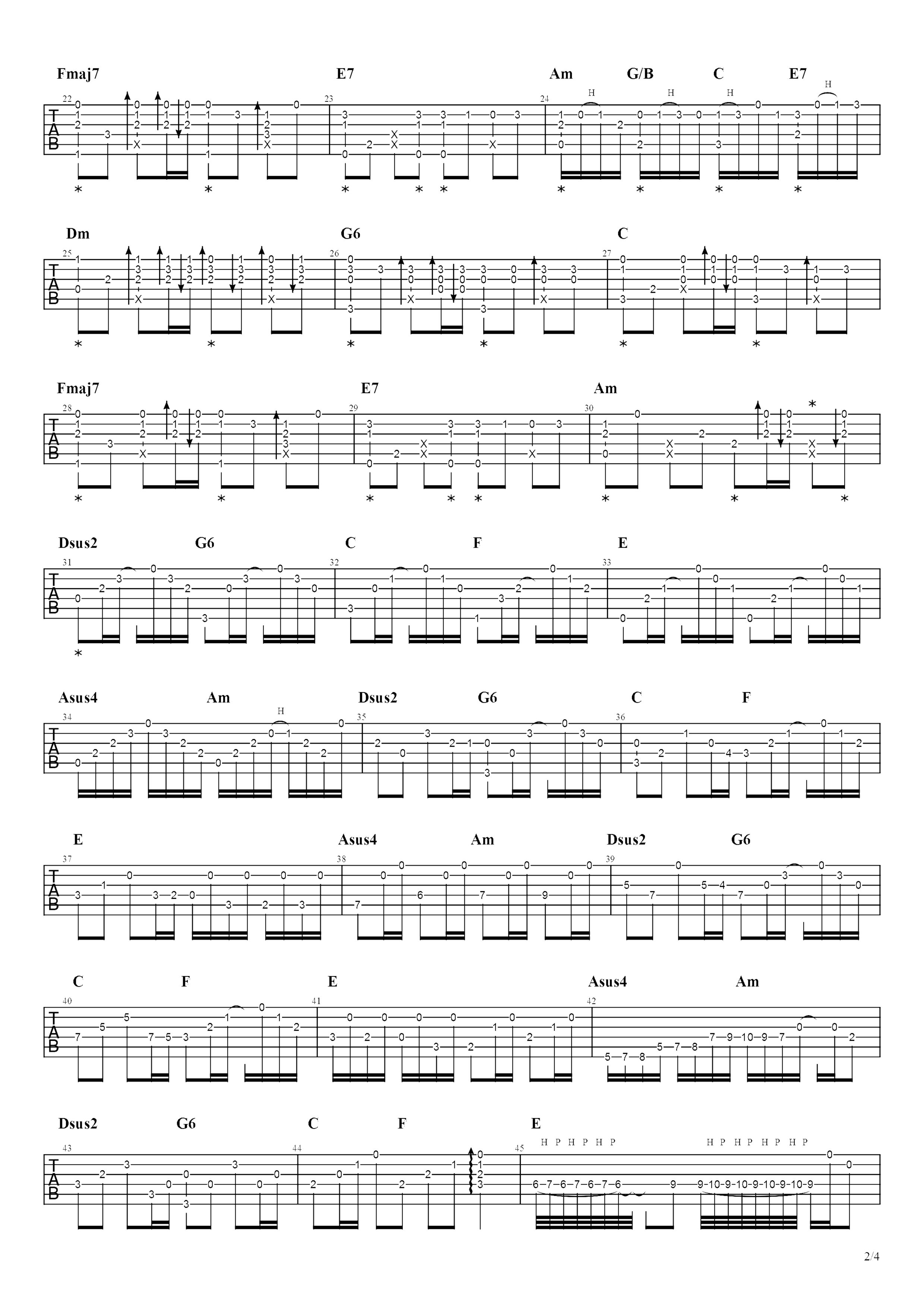 《冷雨夜》吉他独奏谱-黄家强,黄家驹