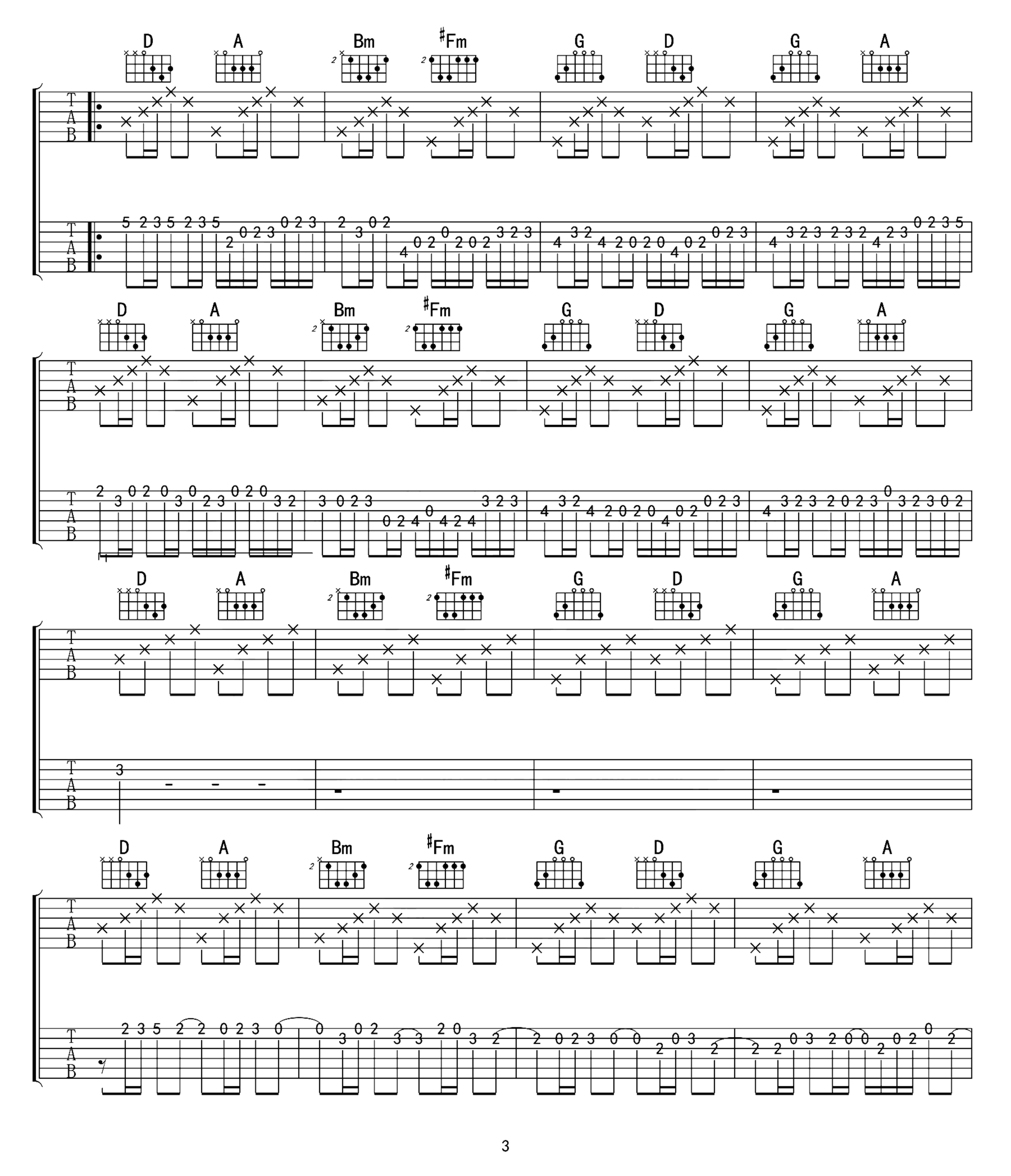 《D大调卡农》吉他独奏谱-帕赫贝尔