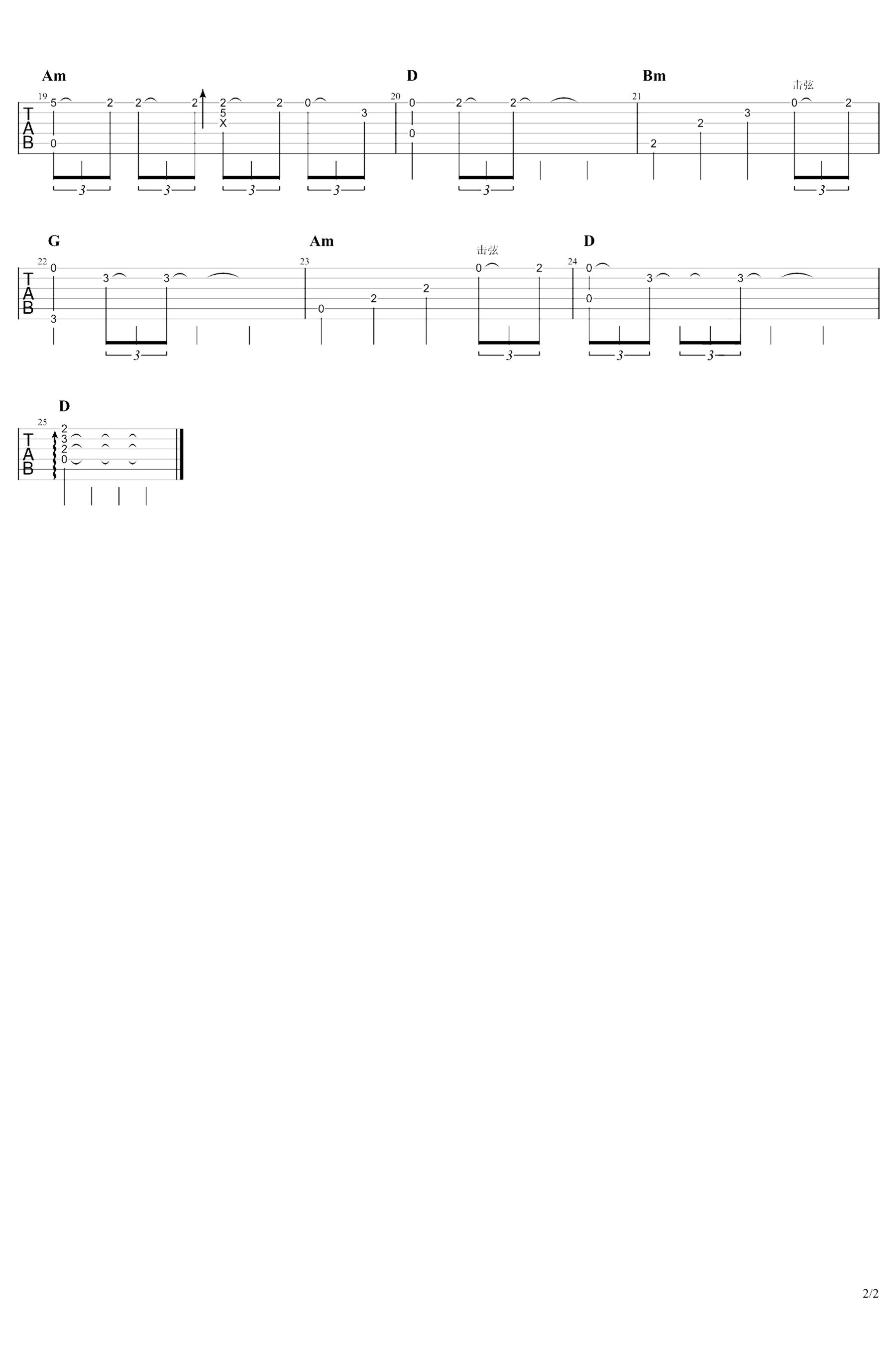 《未闻花名》吉他独奏谱-ZONE