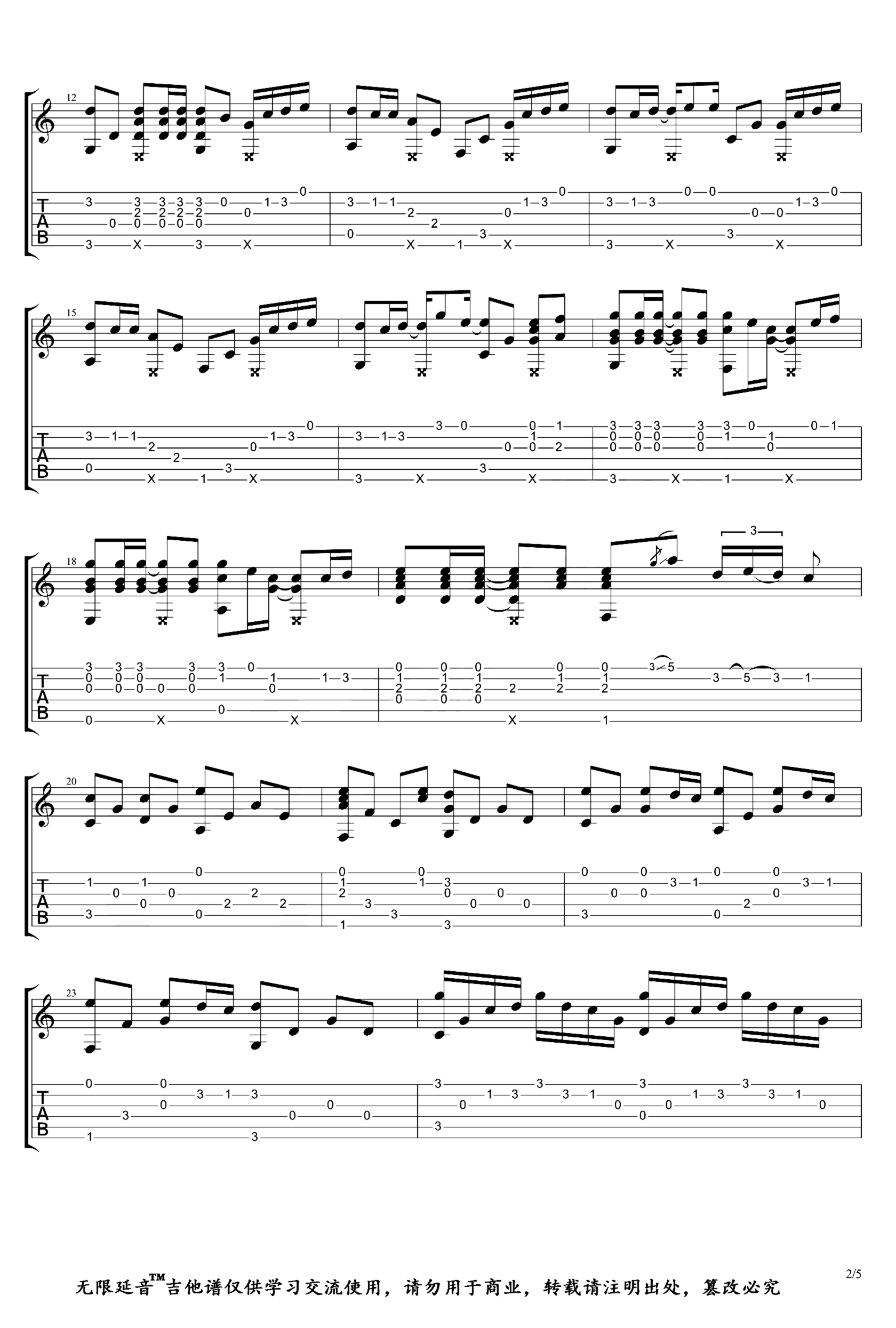 《Summer》吉他独奏谱-久石让