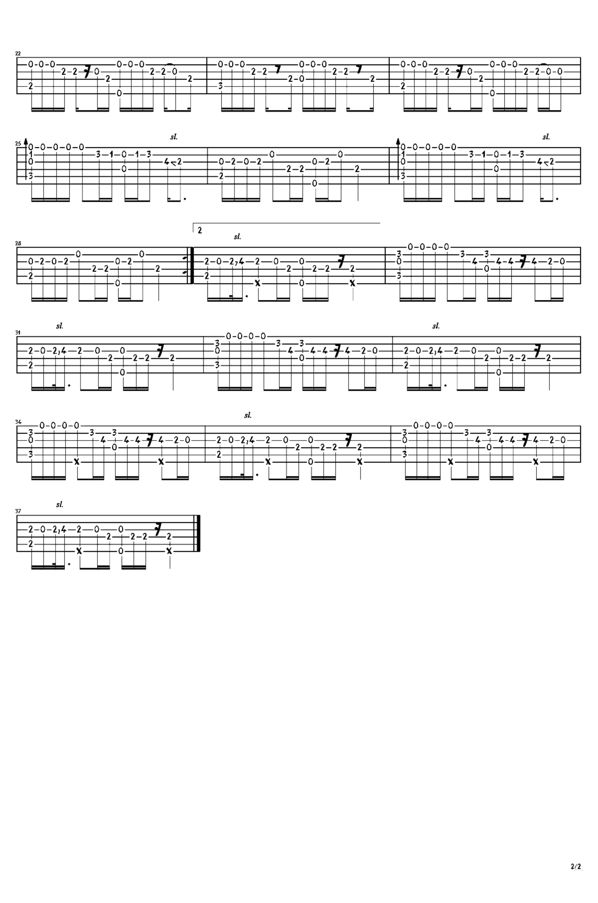 《心如止水》吉他独奏谱-ice