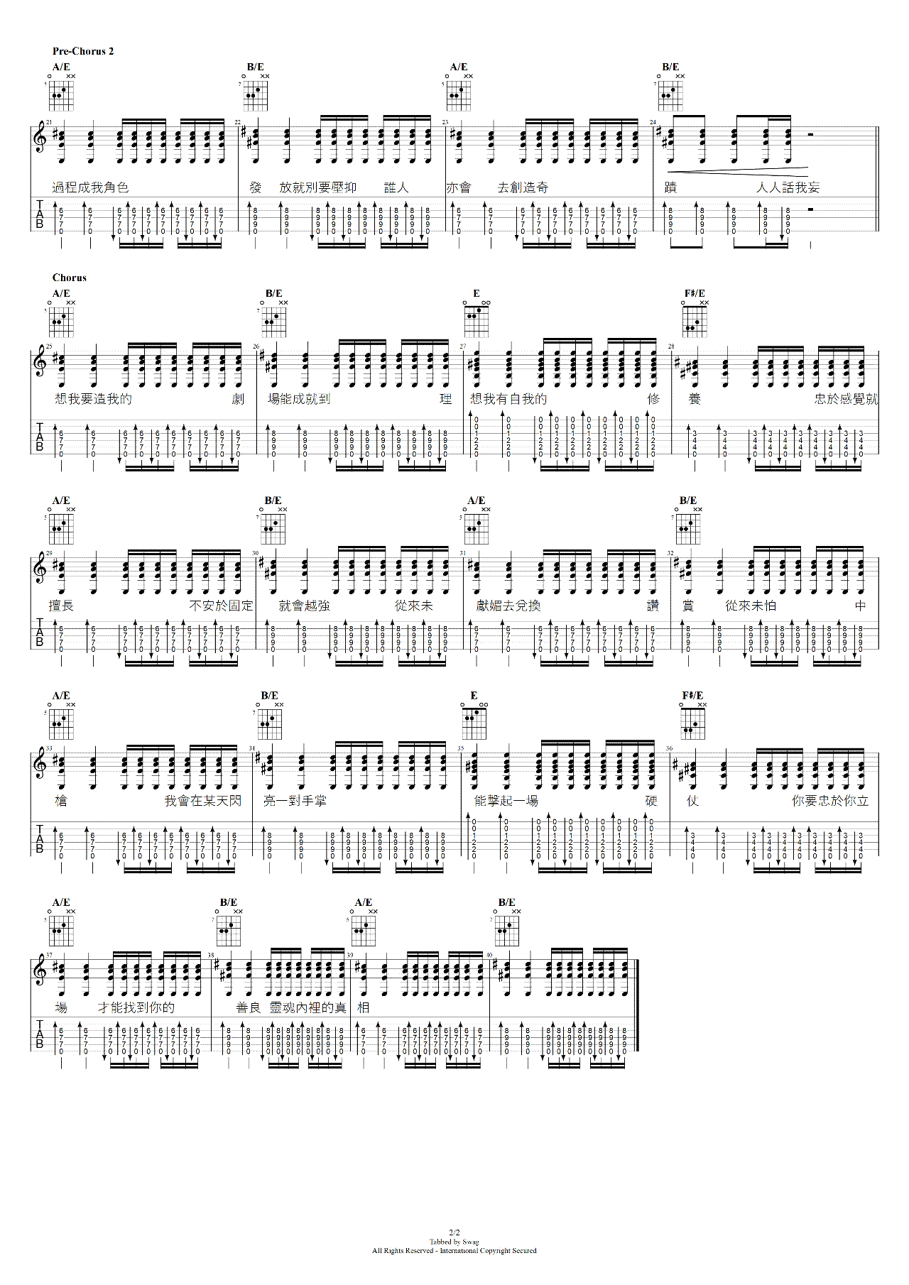 许廷铿《演员的自我修养》吉他谱_E调扫弦版弹唱谱 许廷铿《演员的自我修养》吉他谱_E调扫弦版弹唱谱