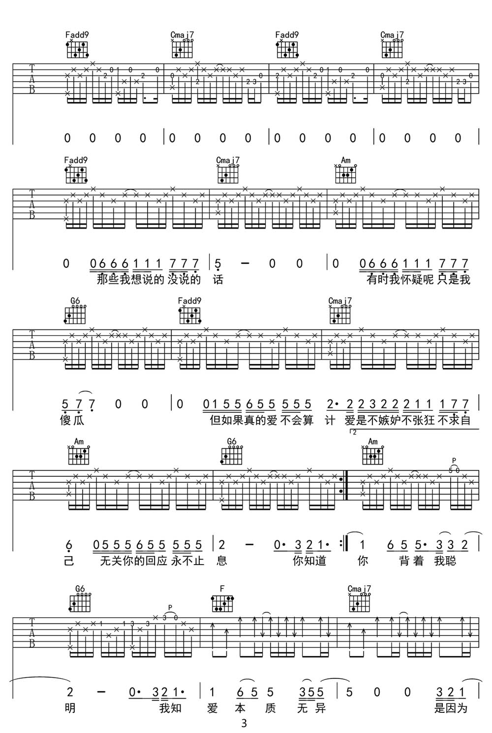 邓紫棋《唯一》吉他谱_C调原版弹唱谱 邓紫棋《唯一》吉他谱_C调原版弹唱谱