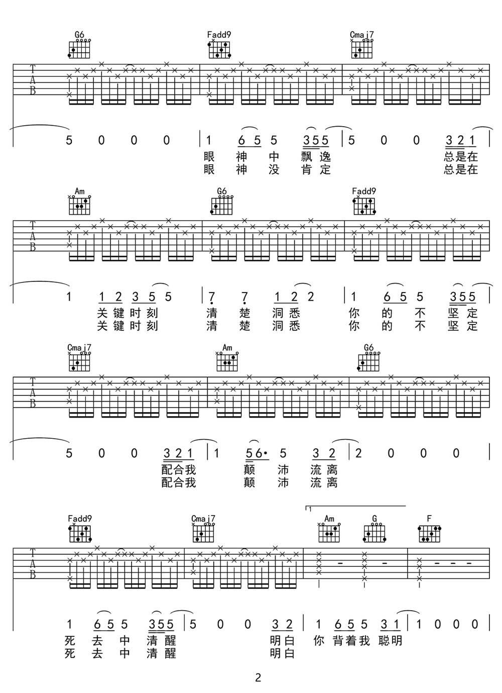 邓紫棋《唯一》吉他谱_C调原版弹唱谱 邓紫棋《唯一》吉他谱_C调原版弹唱谱