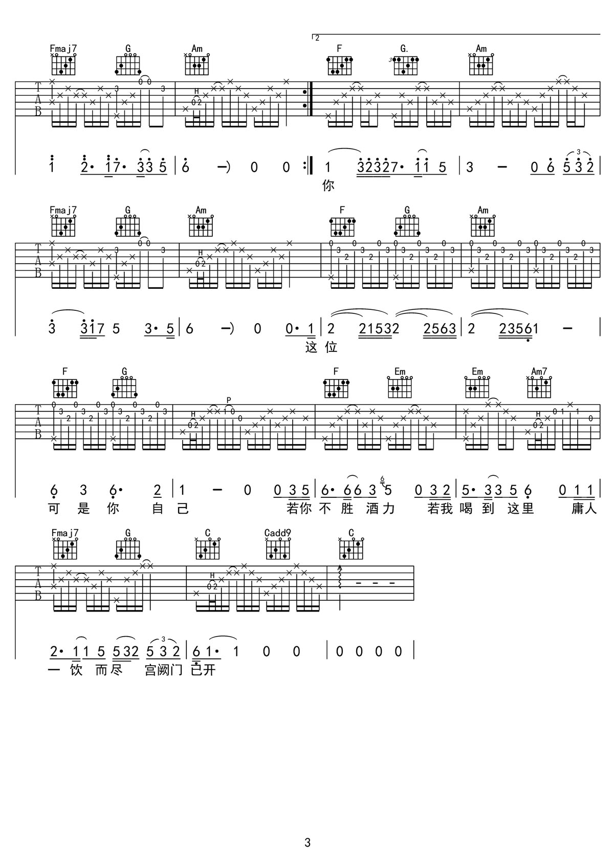 任素汐/罗晋《困》吉他谱_《困》C调原版弹唱谱