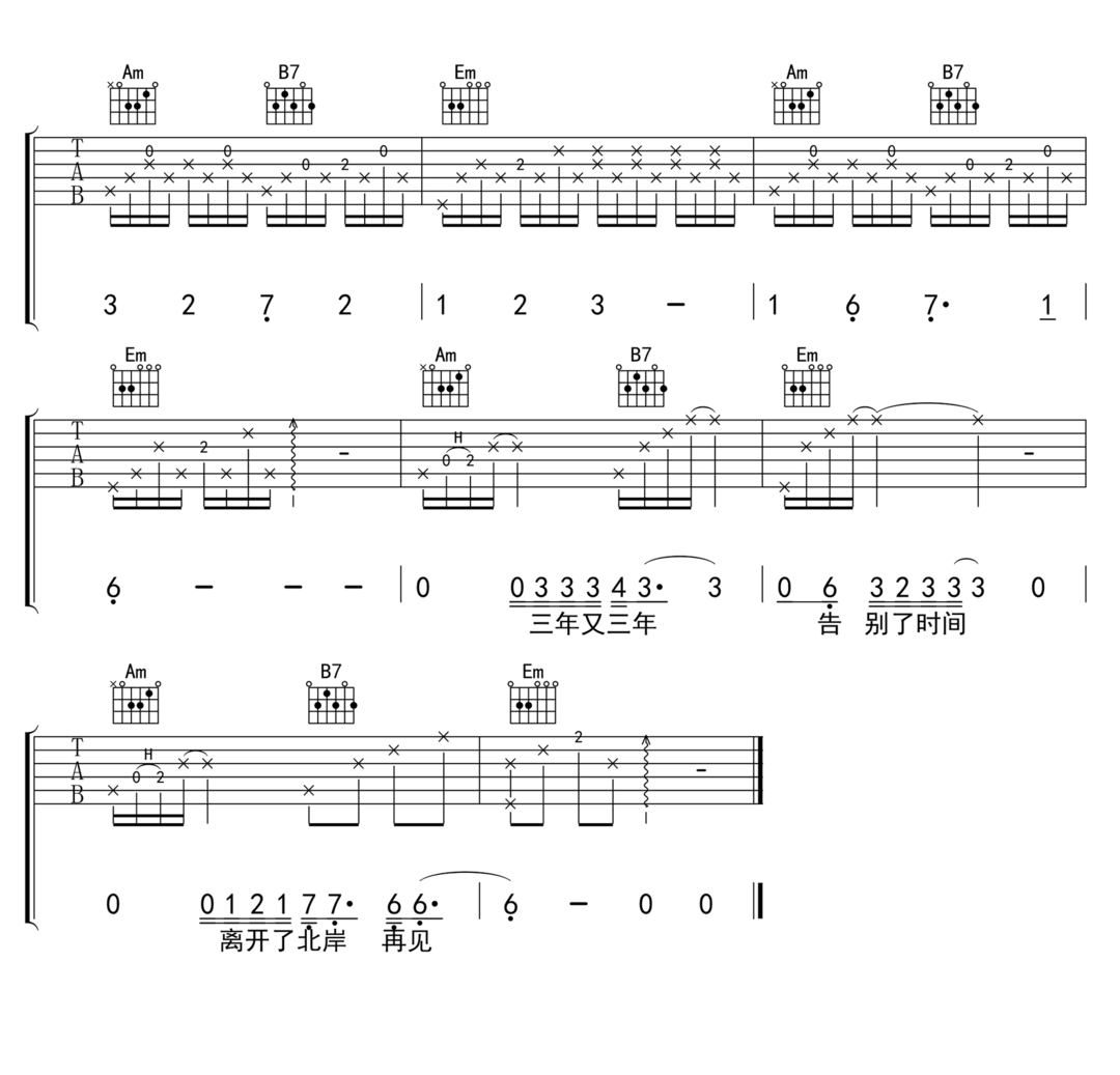 马良《北岸》吉他谱_G调原版弹唱谱 马良《北岸》吉他谱_G调原版弹唱谱