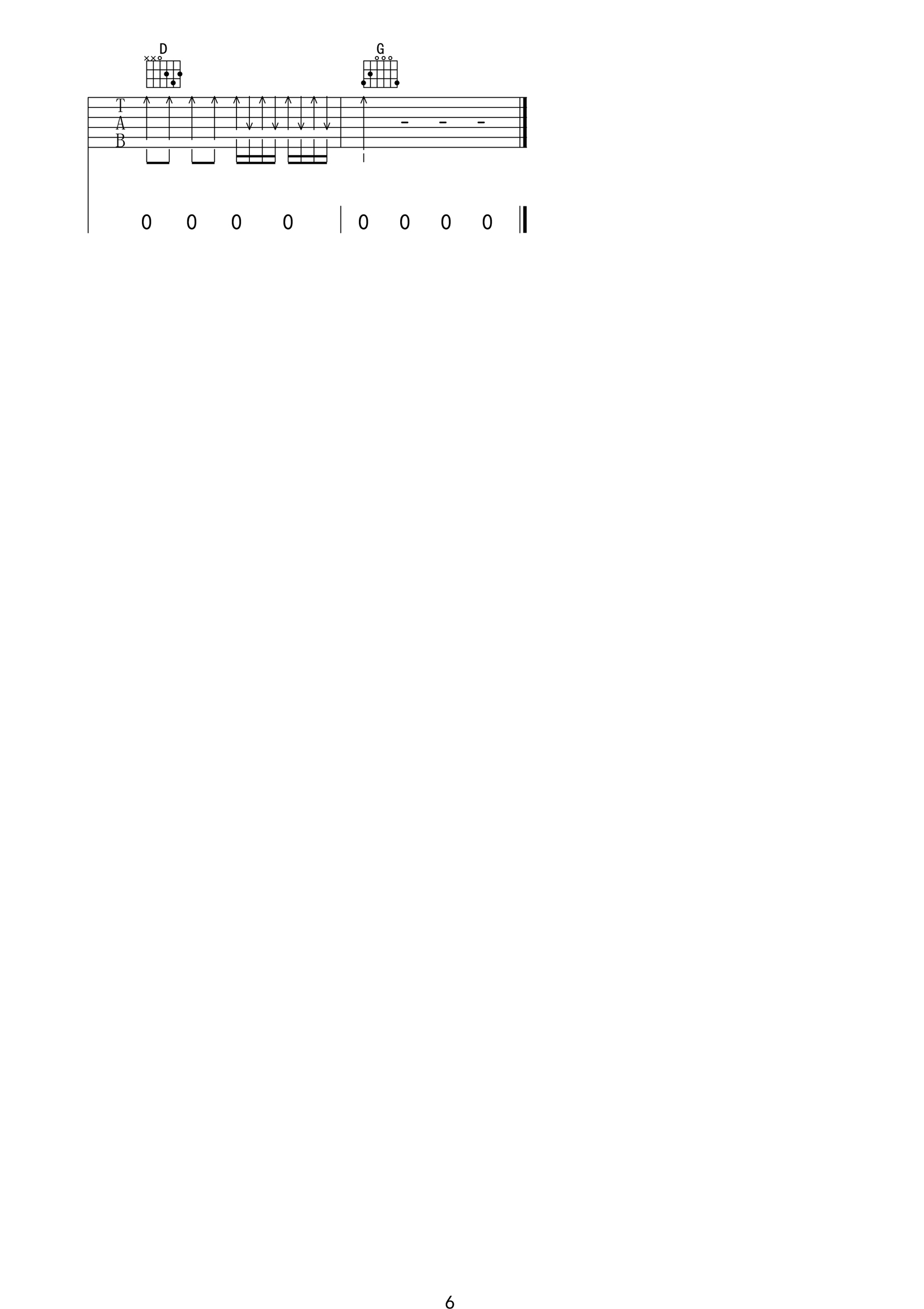 张闯《黑色公路》吉他谱_G调指法扫弦版