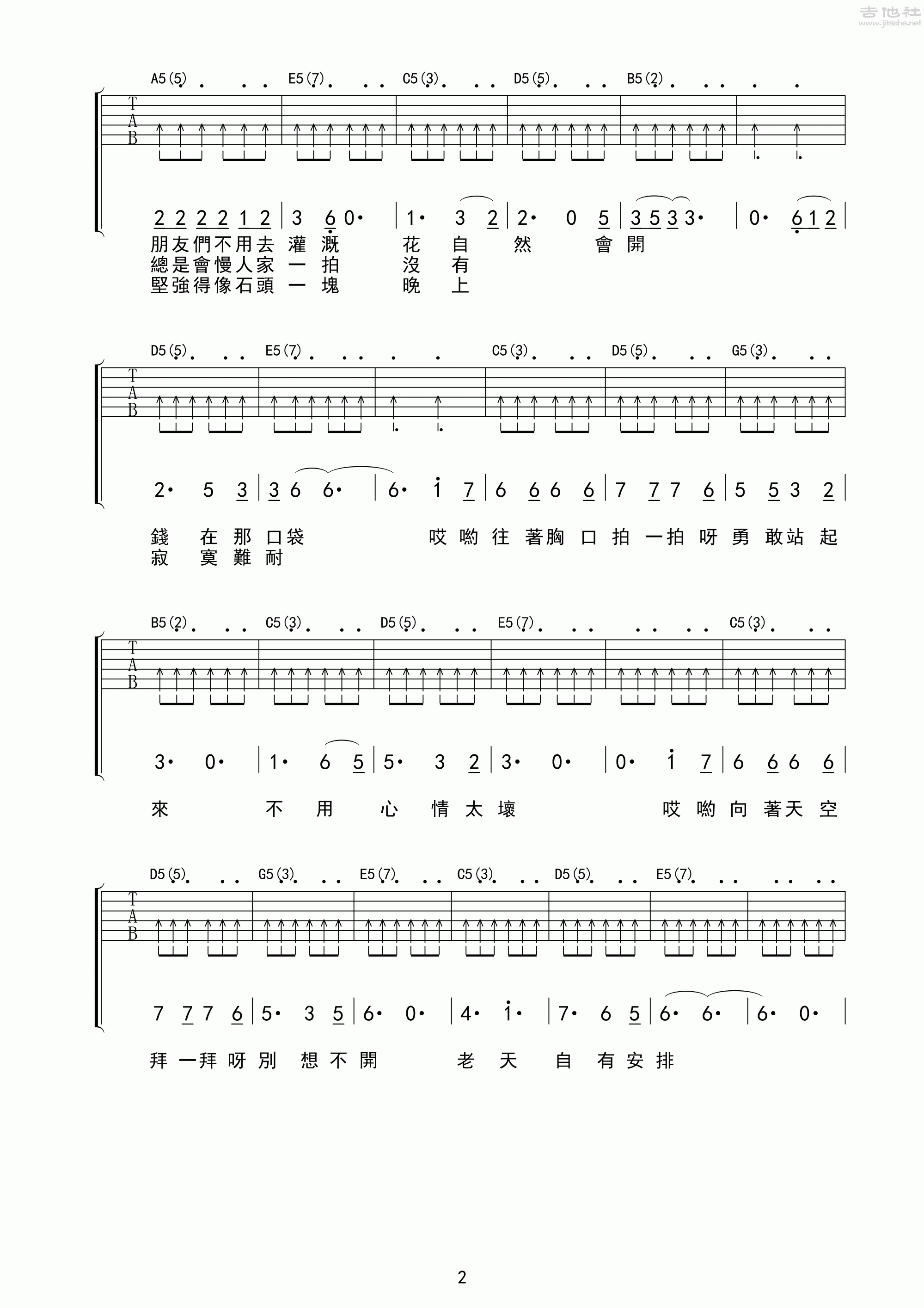 刘德华《笨小孩》吉他谱_G调原版弹唱谱