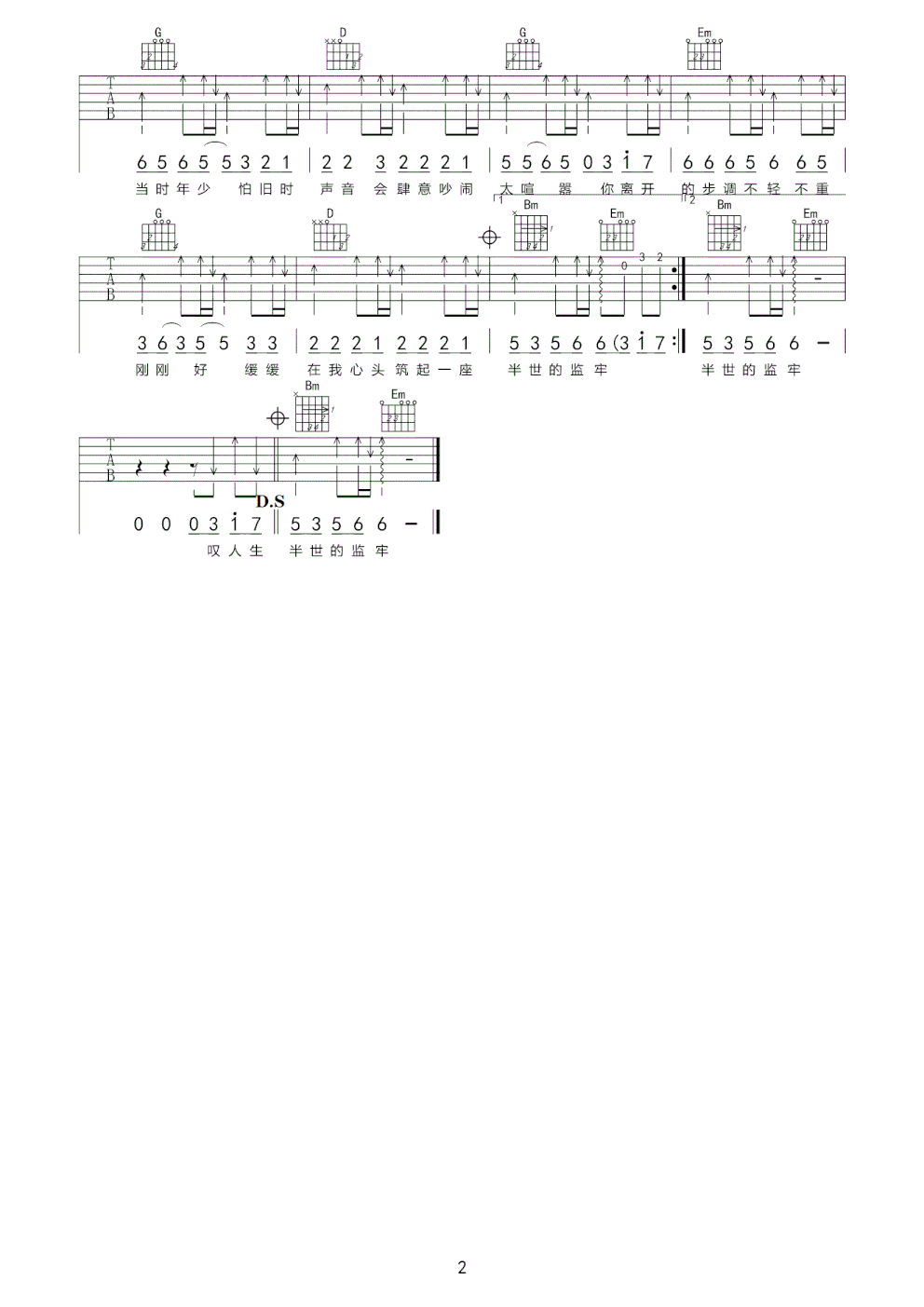 魏新雨《余情未了》吉他谱_G调原版弹唱谱