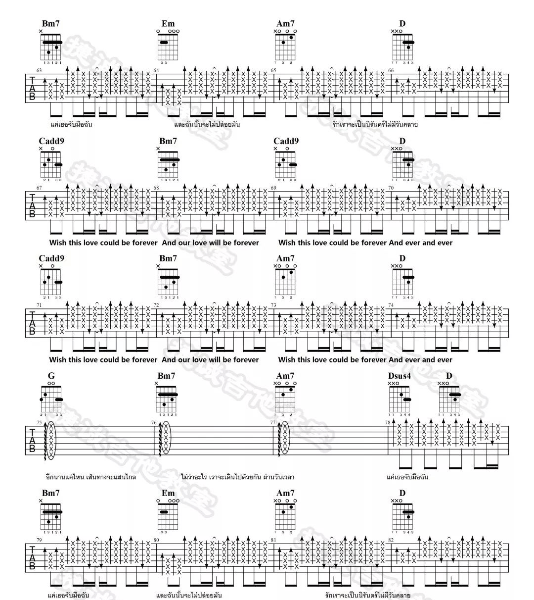 Dew Arunpong《Wish This Love》吉他谱_G调指法扫弦版