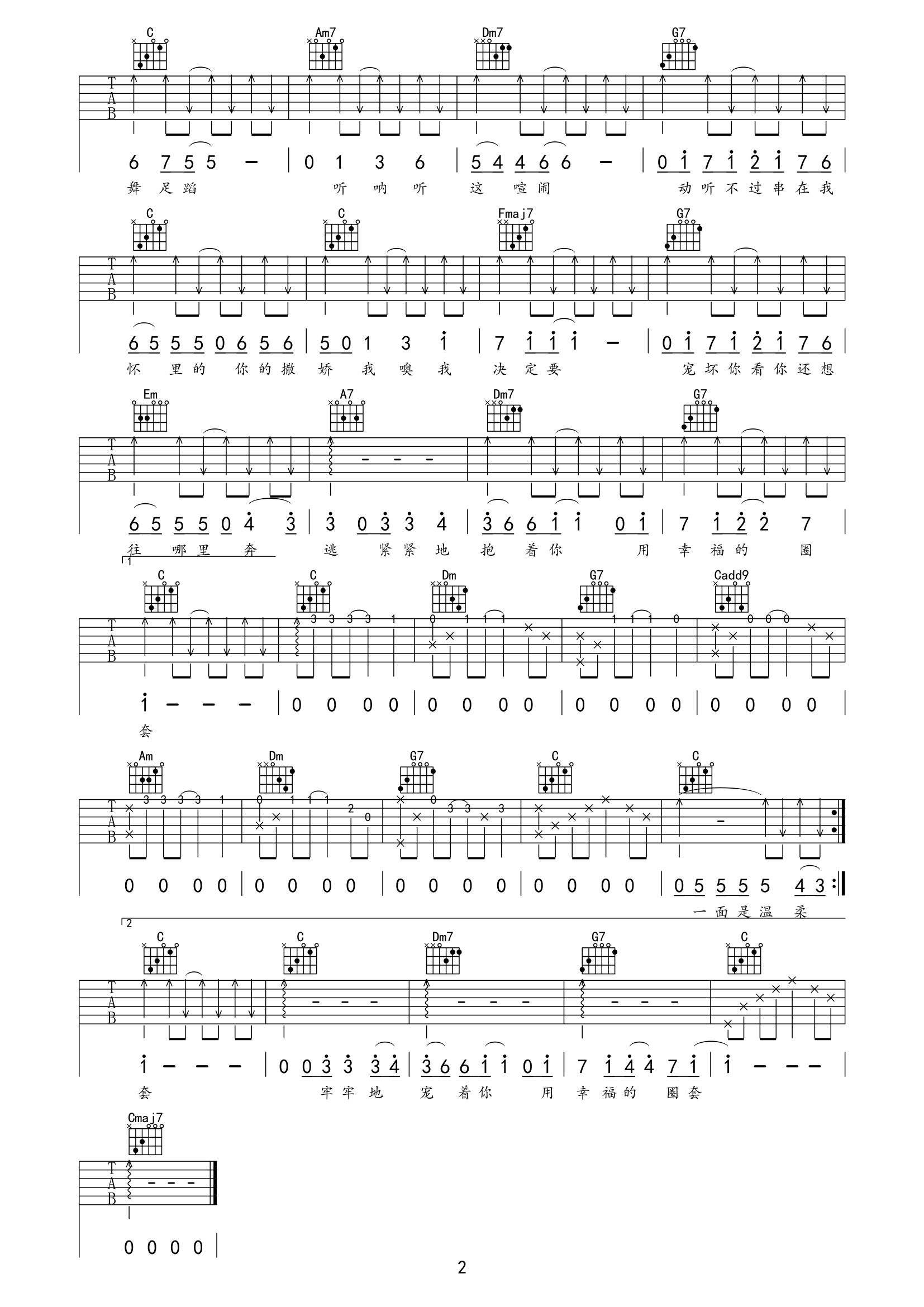 张杰《看呐看》吉他谱_C调原版弹唱谱 张杰《看呐看》吉他谱_C调原版弹唱谱