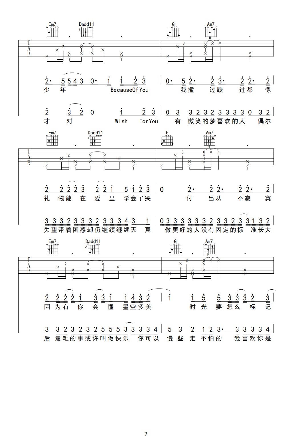 tfboys《明天见》吉他谱_调原版弹唱谱 tfboys《明天见》吉他谱_调原版弹唱谱