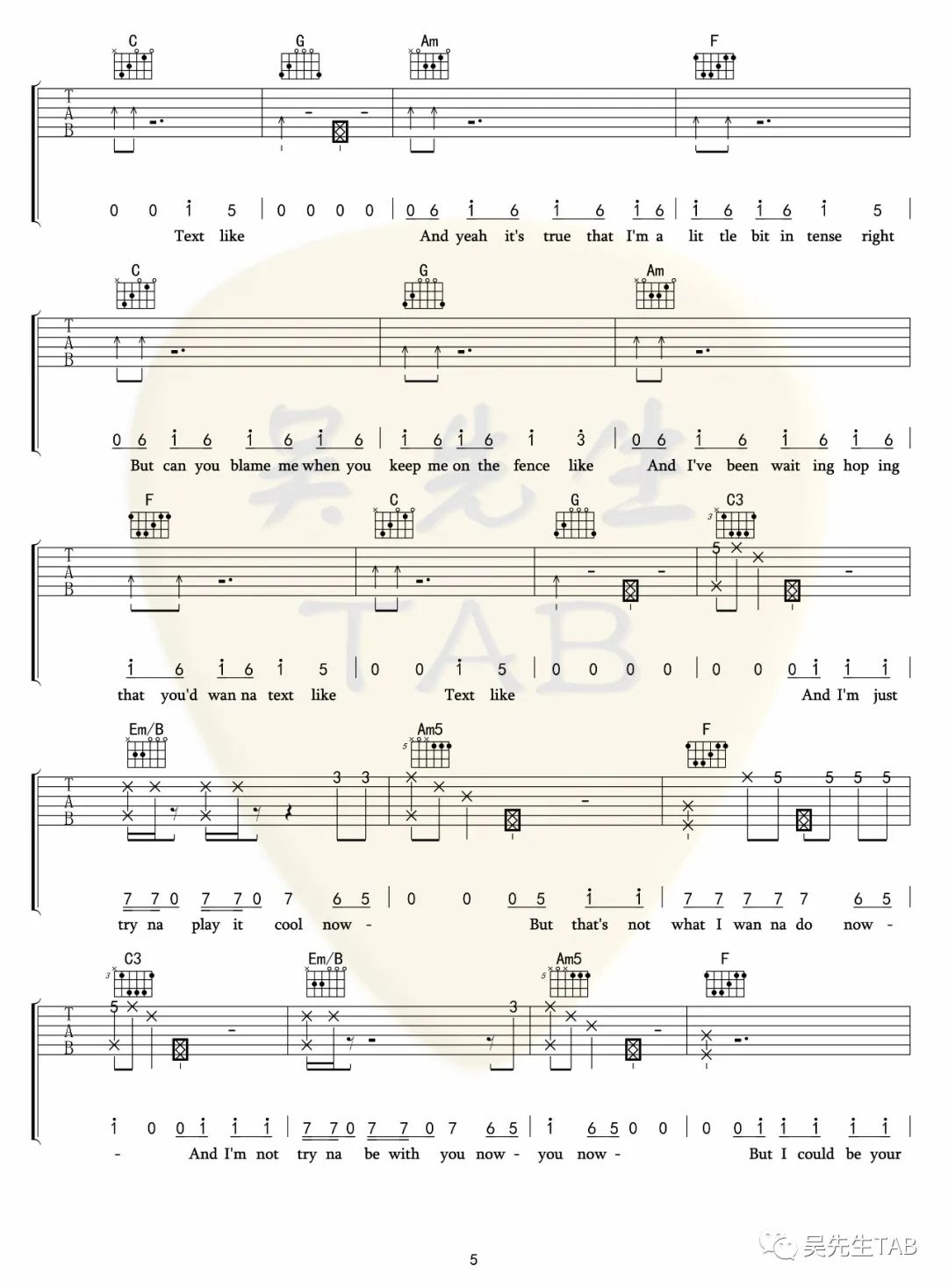 Tessa Violet《Crush》吉他谱_C调指法拍弦版 Tessa Violet《Crush》吉他谱_C调指法拍弦版