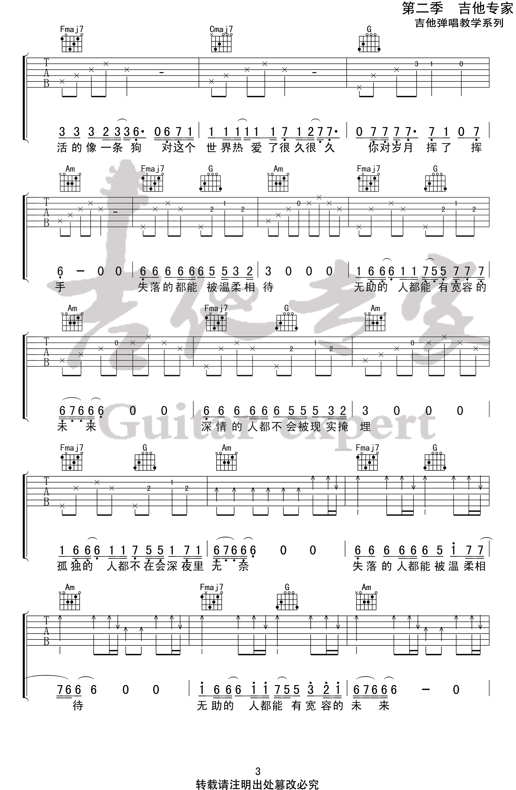 解忧邵帅《一个人的城市》吉他谱_C调指法 解忧邵帅《一个人的城市》吉他谱_C调指法