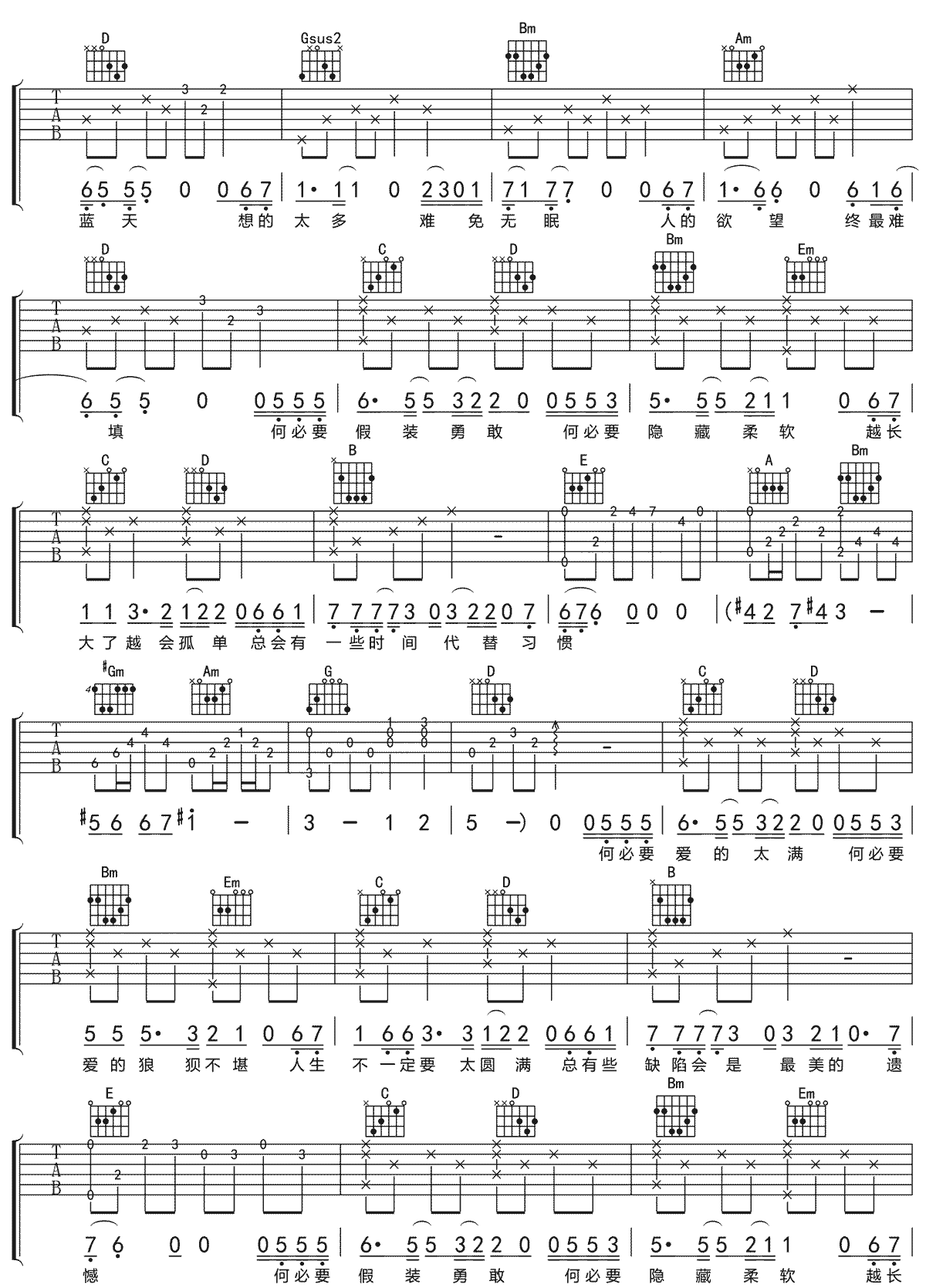 解忧邵帅《何必要》吉他谱_G调指法原版弹唱谱 解忧邵帅《何必要》吉他谱_G调指法原版弹唱谱