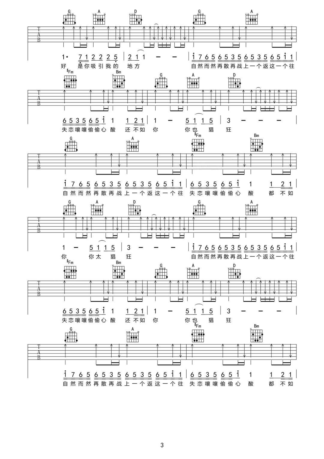 黄恺《我喜欢的人都跟你好像》吉他谱_D调指法