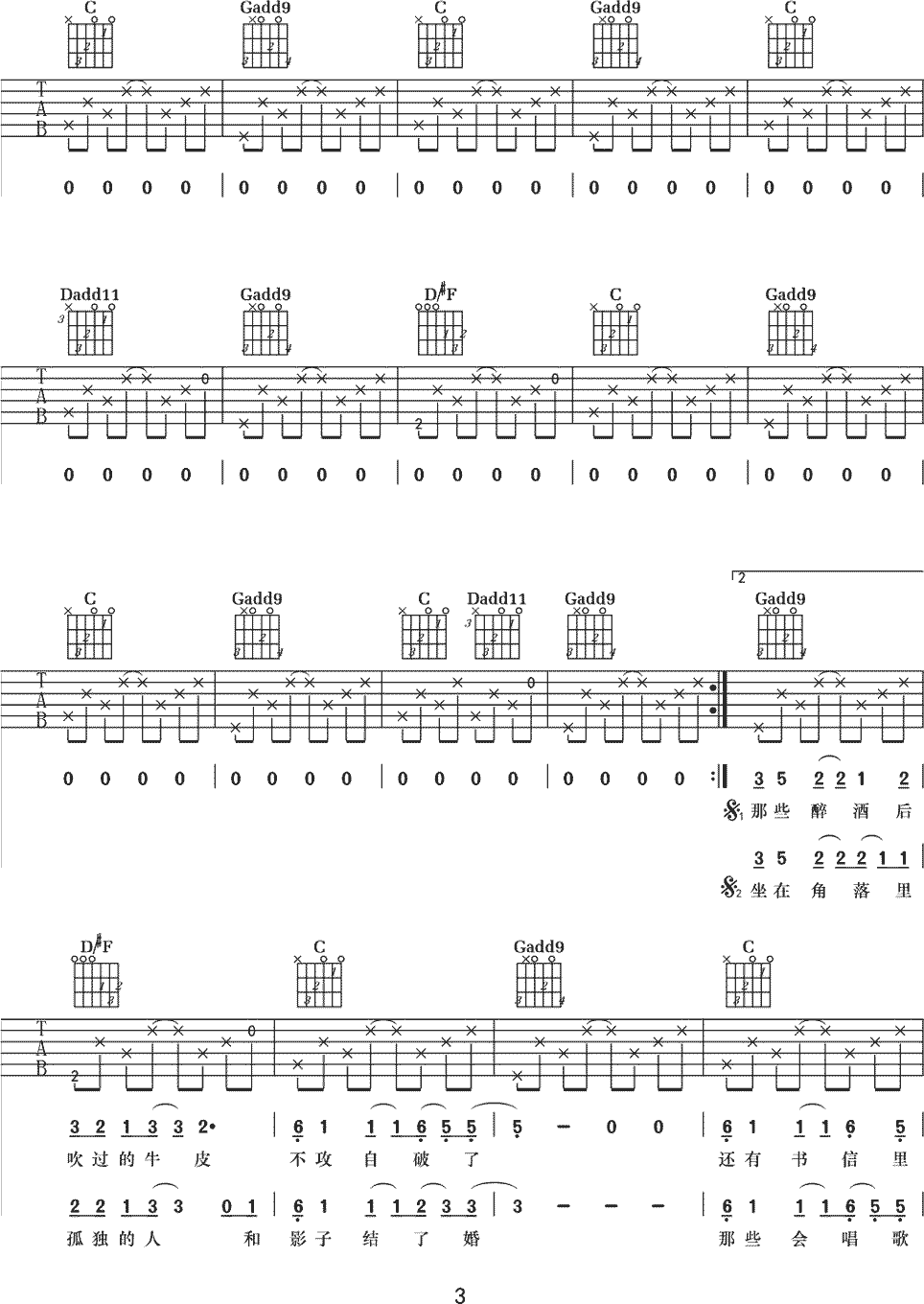 李晋《追风》吉他谱_G调指法原版弹唱谱