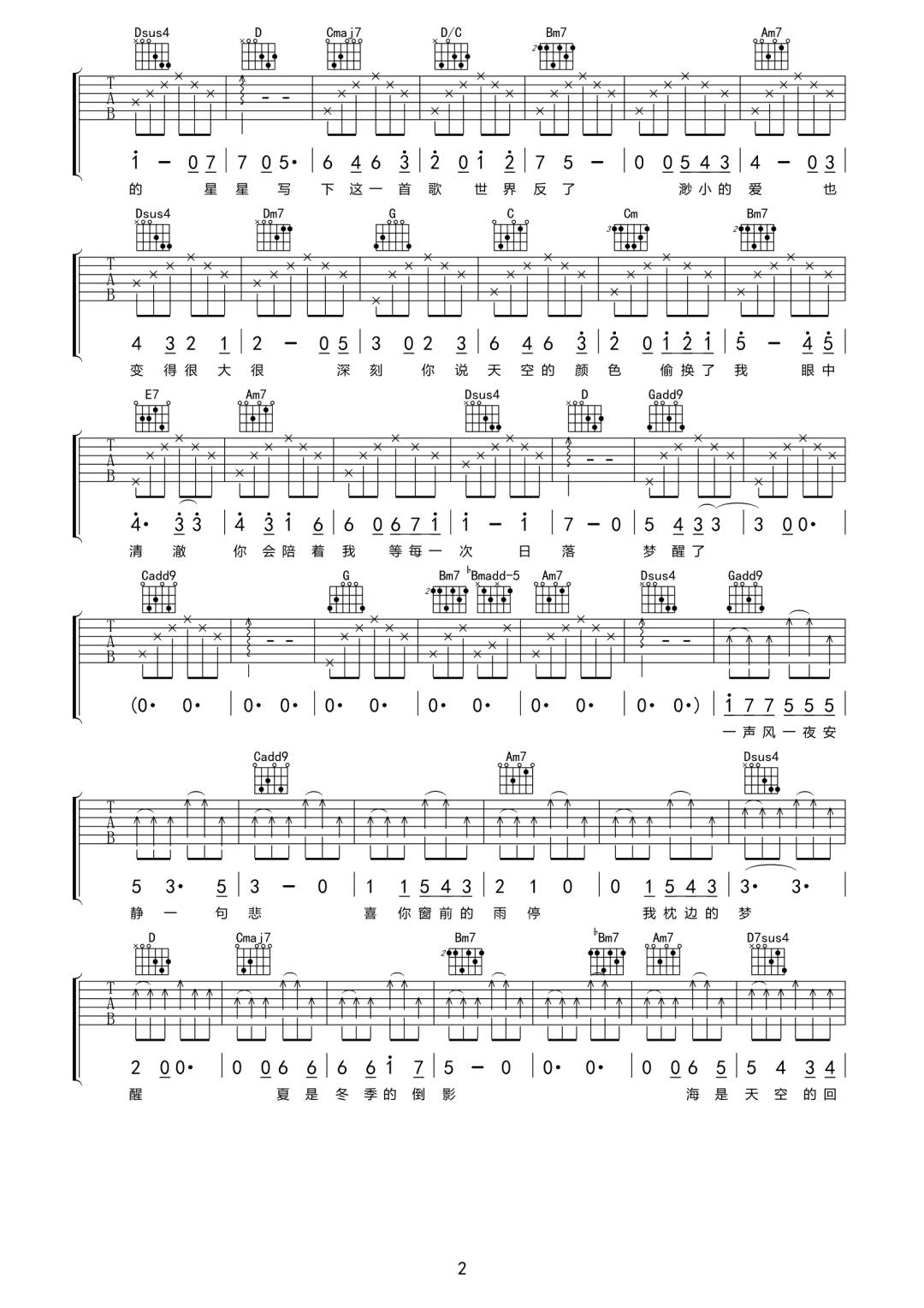 房东的猫《颠倒》吉他谱_G调指法原版弹唱谱 房东的猫《颠倒》吉他谱_G调指法原版弹唱谱