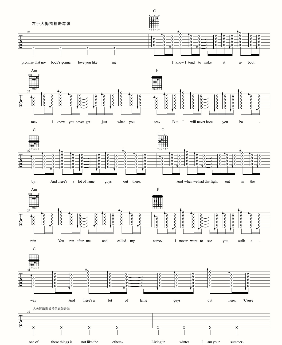 Taylor Swift《Me》吉他谱_C调指法扫弦版