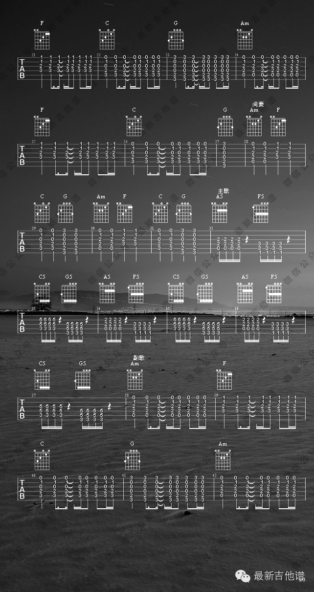 GALA《我绝对不能失去你》吉他谱_C调指法