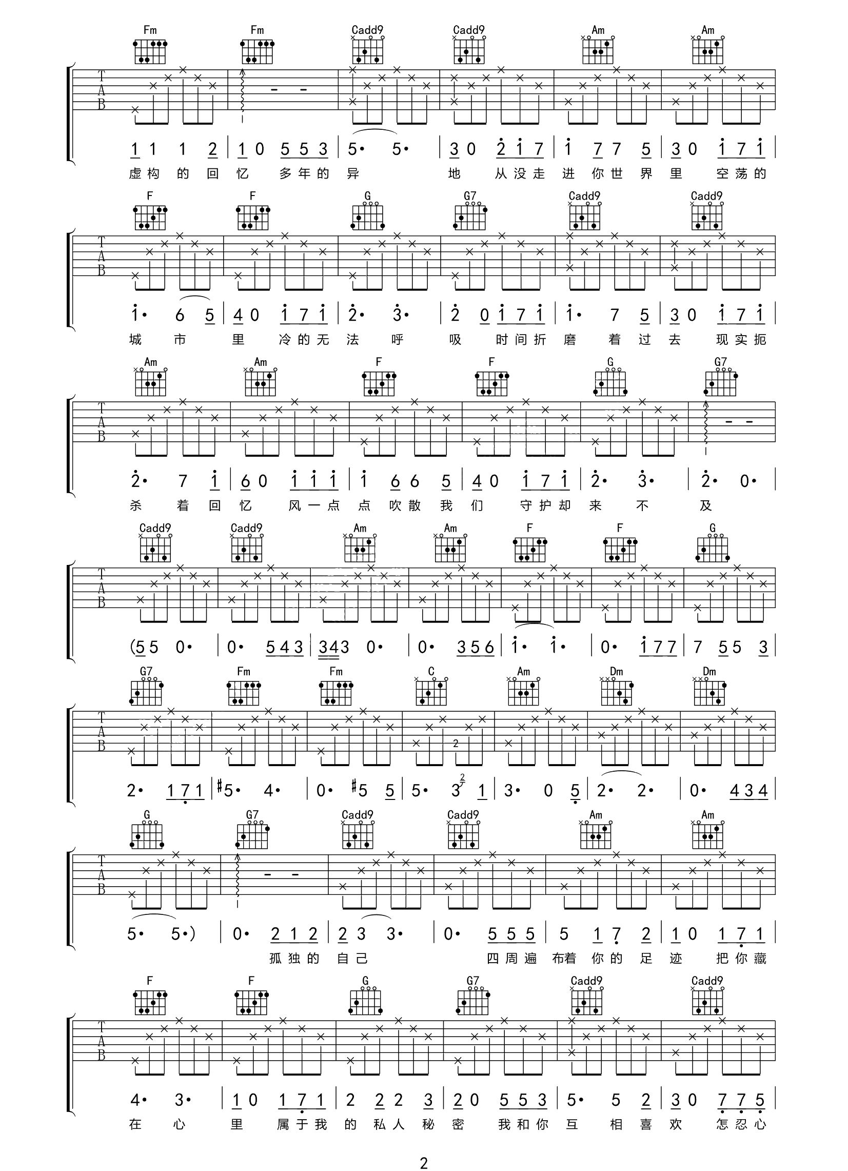 解忧邵帅《听众的故事》吉他谱_C调指法弹唱谱