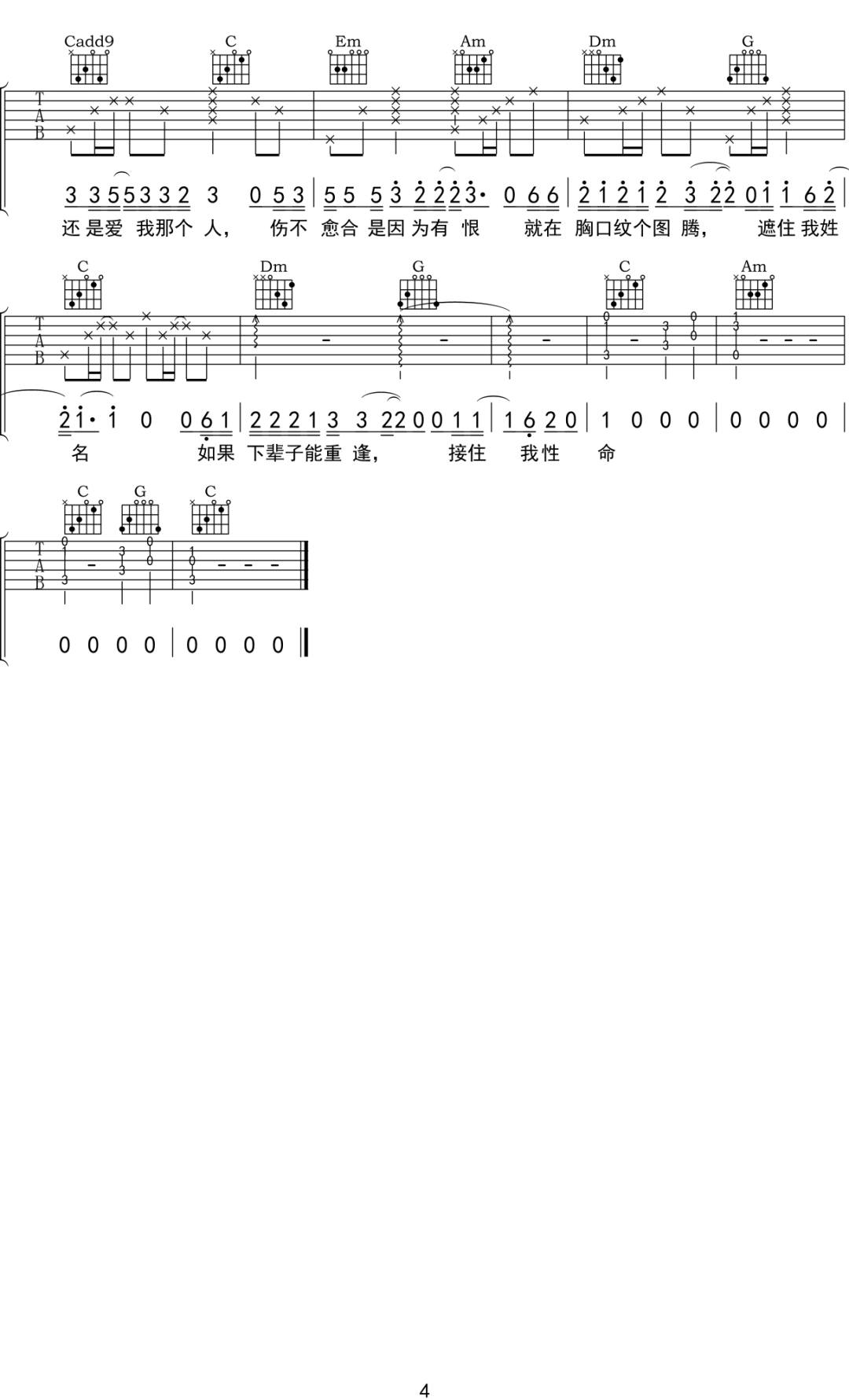 赵英俊《渣》吉他谱_《渣》C调原版弹唱谱 赵英俊《渣》吉他谱_《渣》C调原版弹唱谱