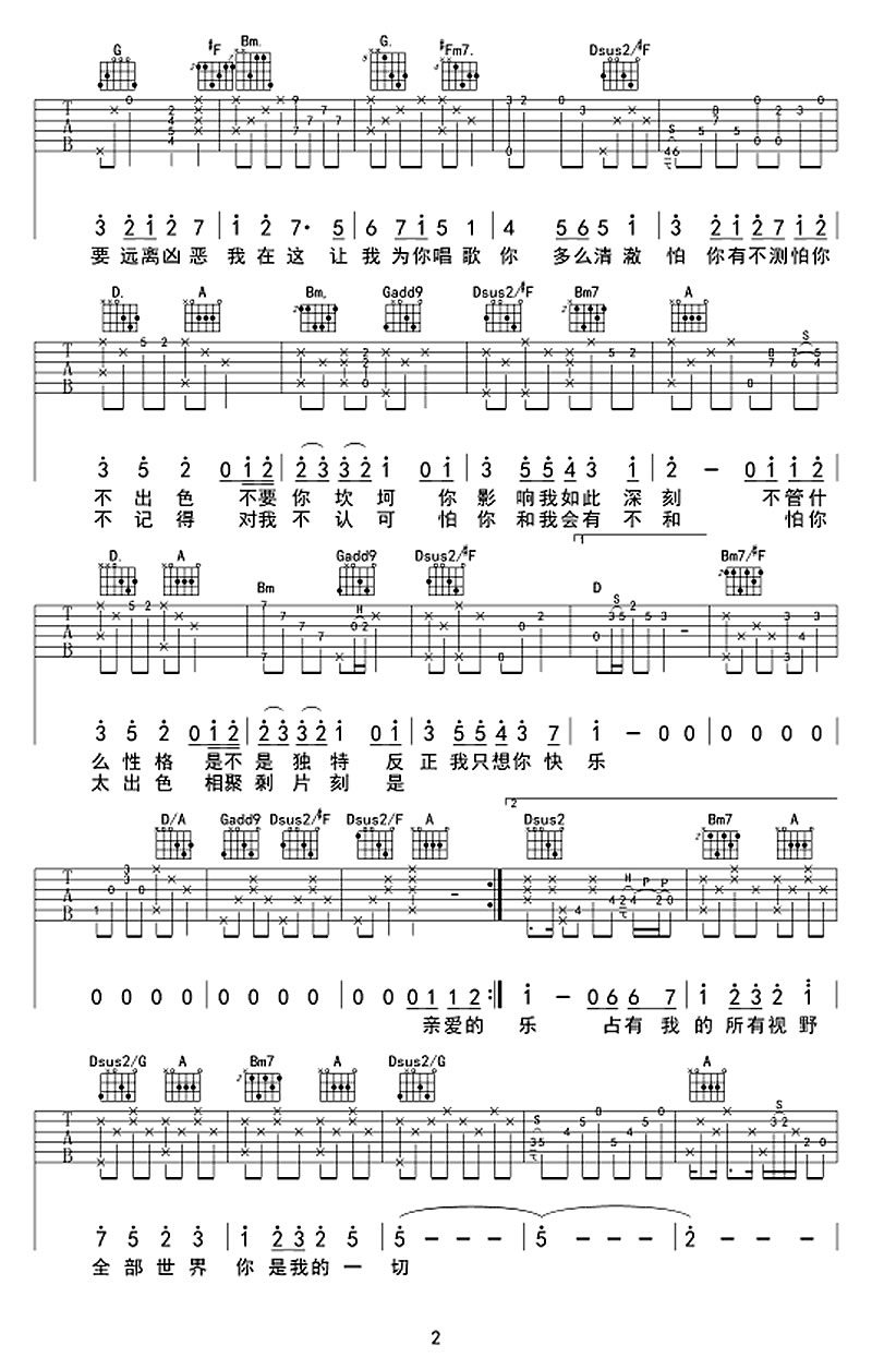 华晨宇《写给未来的孩子》吉他谱_D调原版弹唱谱 华晨宇《写给未来的孩子》吉他谱_D调原版弹唱谱