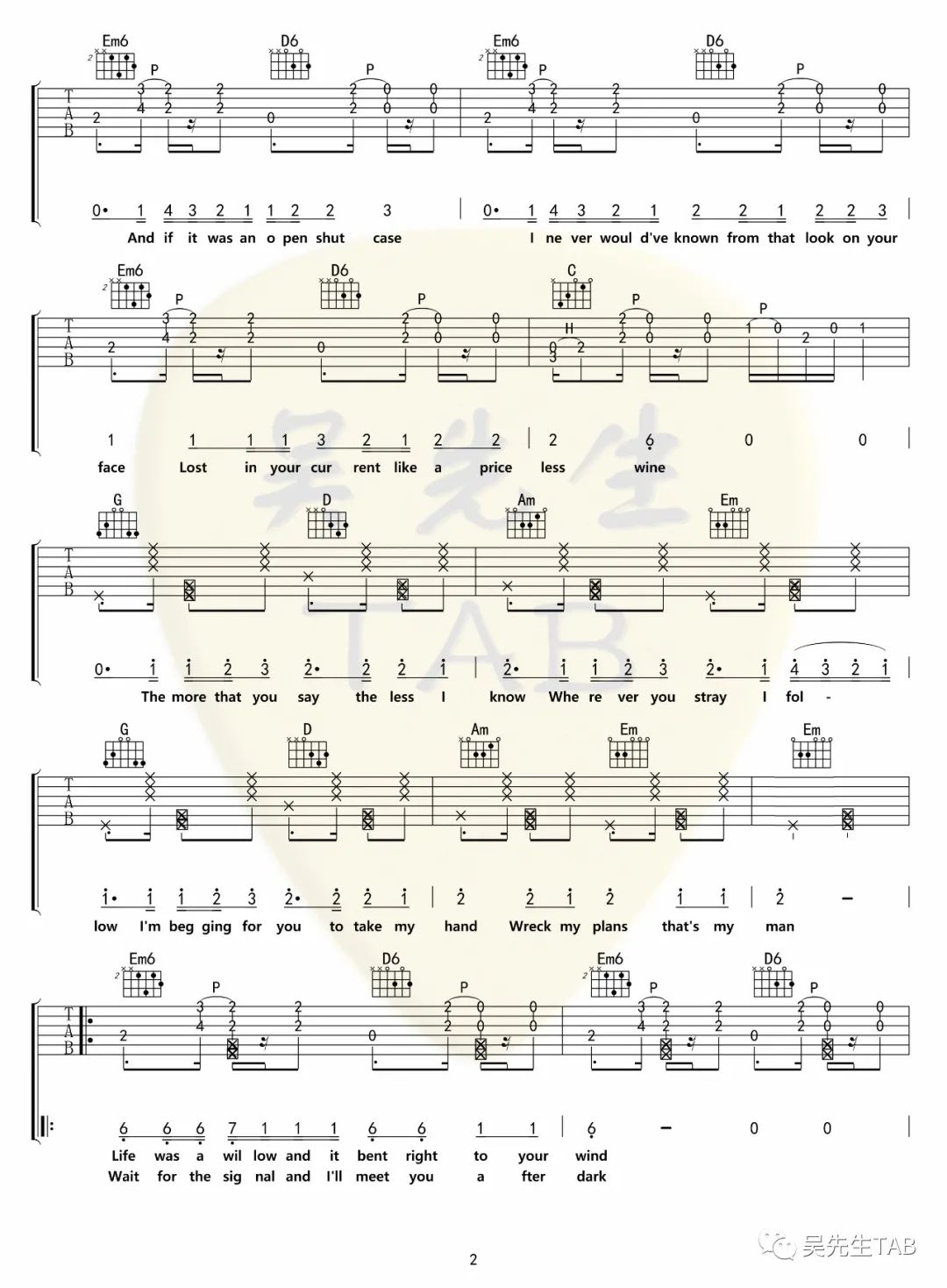 Taylor Swift《Willow》吉他谱_G调原版弹唱谱