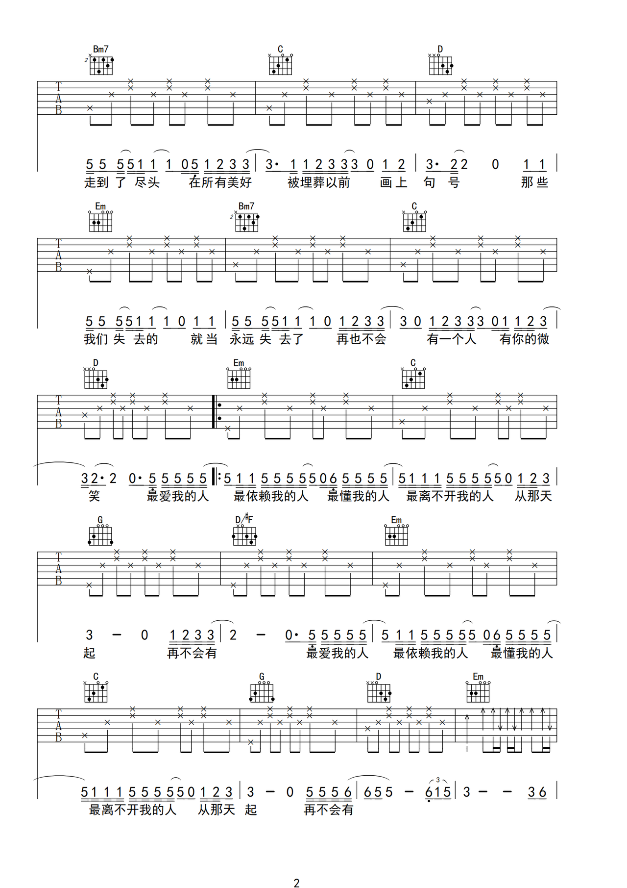 杨和苏《从那天起》吉他谱_G调指法原版弹唱谱