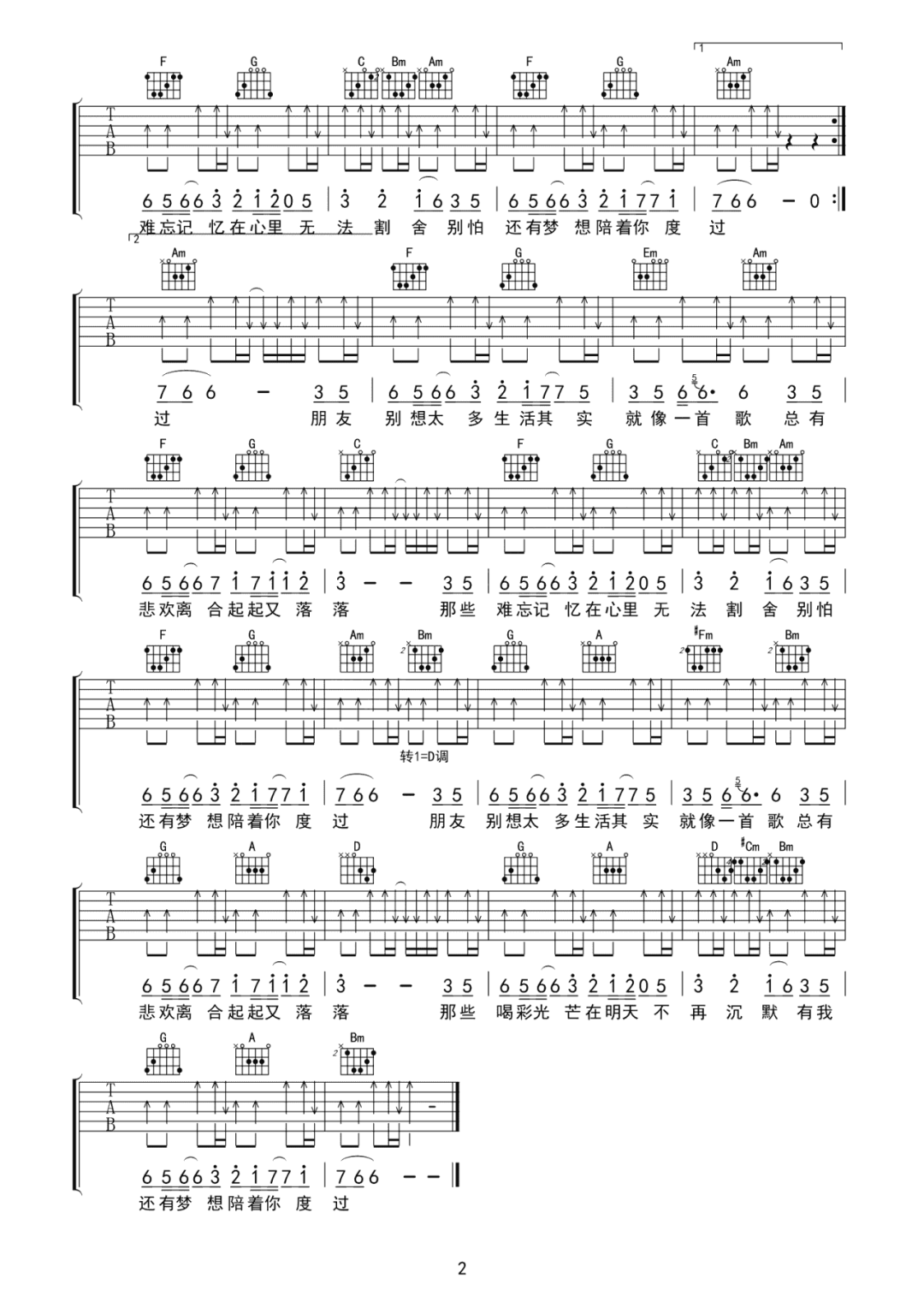 小洲《还有梦想》吉他谱_C调指法扫弦版 小洲《还有梦想》吉他谱_C调指法扫弦版