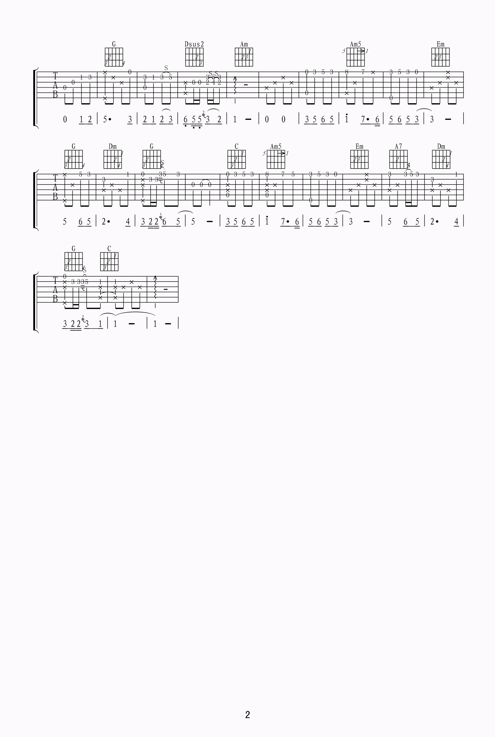 儿歌《听妈妈讲那过去的事情》吉他谱_C调指法 儿歌《听妈妈讲那过去的事情》吉他谱_C调指法