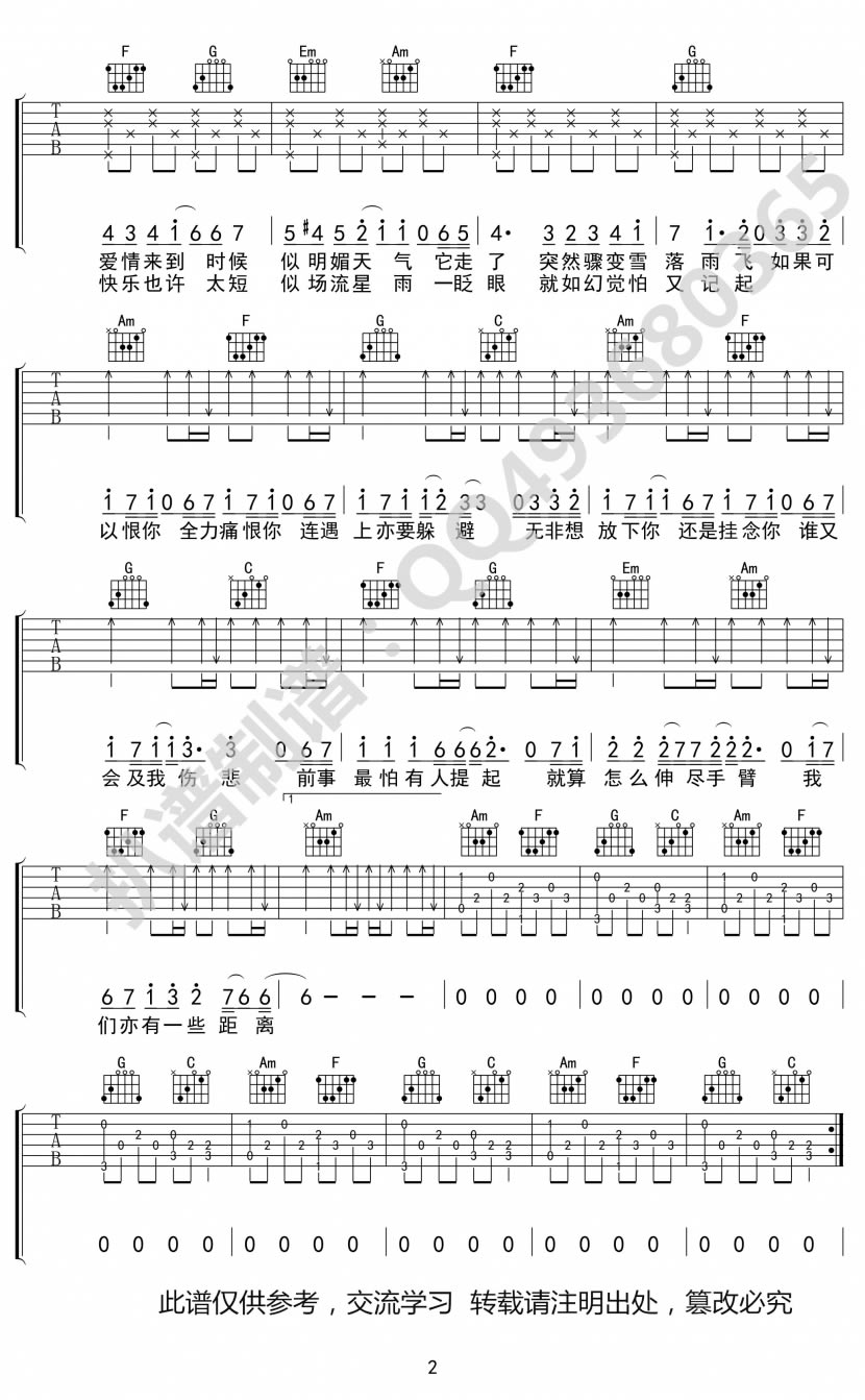 林峰《爱在记忆中找你》吉他谱_C调原版弹唱谱
