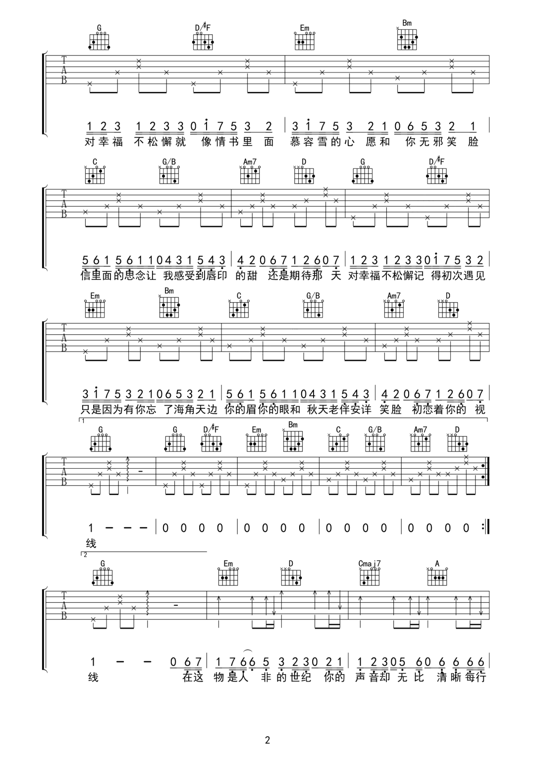 陈萝莉《初恋薛凯琪》吉他谱_G调指法原版弹唱谱 陈萝莉《初恋薛凯琪》吉他谱_G调指法原版弹唱谱