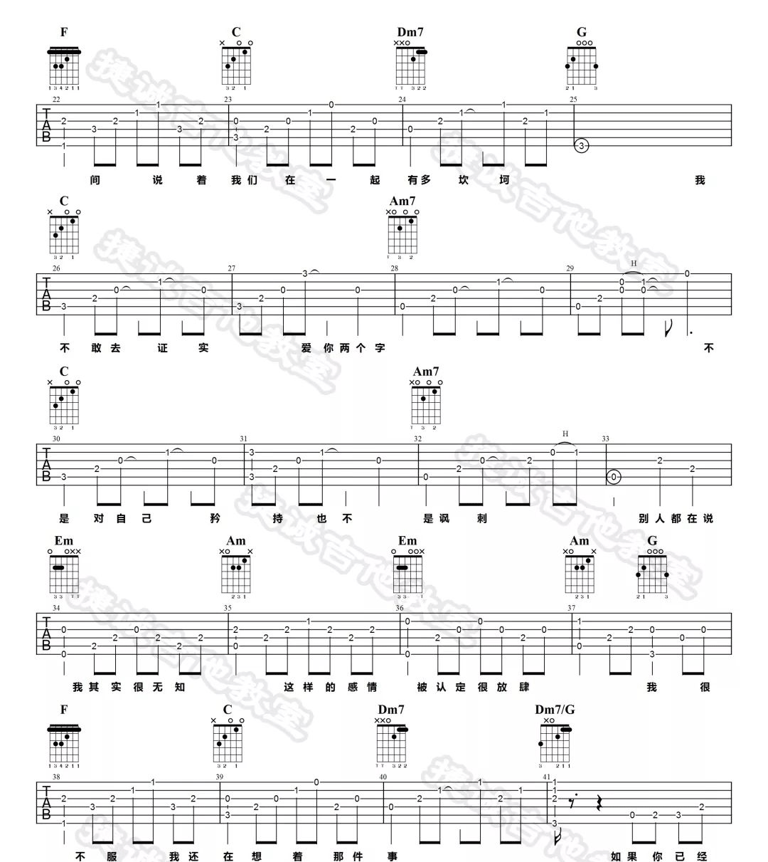 王蓝茵《如果的事》吉他谱_C调指法原版弹唱谱
