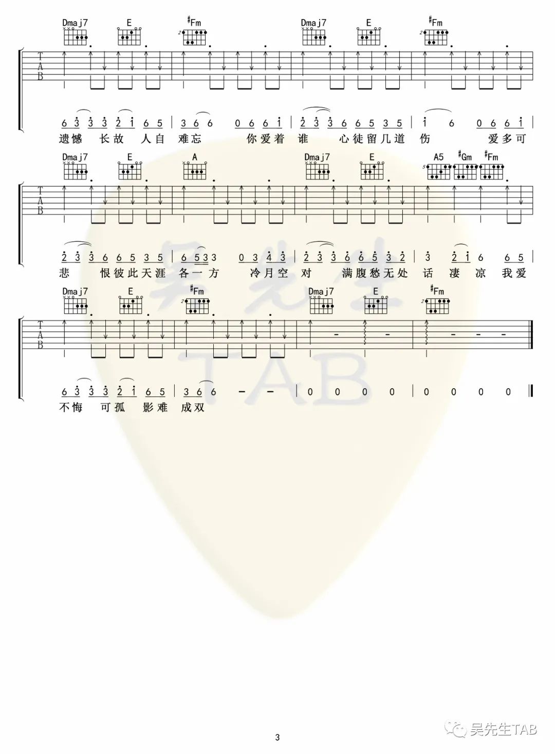 是七叔呢《燕无歇》吉他谱_A调原版弹唱谱