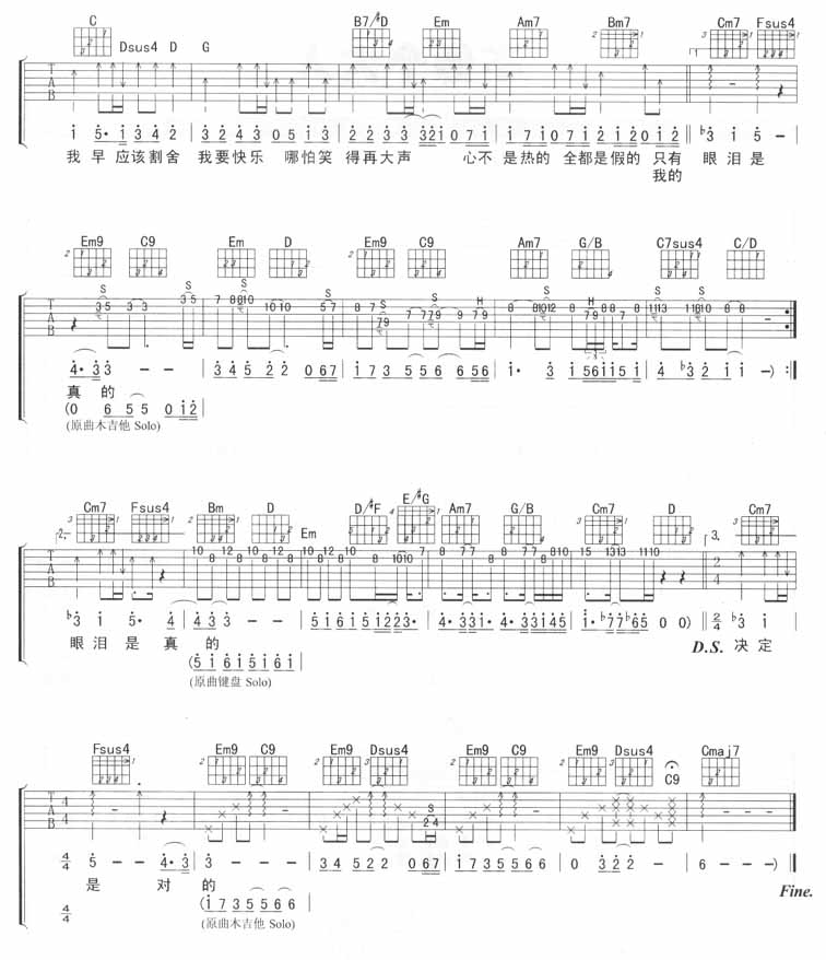 张惠妹《我要快乐》吉他谱_G调指法原版弹唱谱 张惠妹《我要快乐》吉他谱_G调指法原版弹唱谱