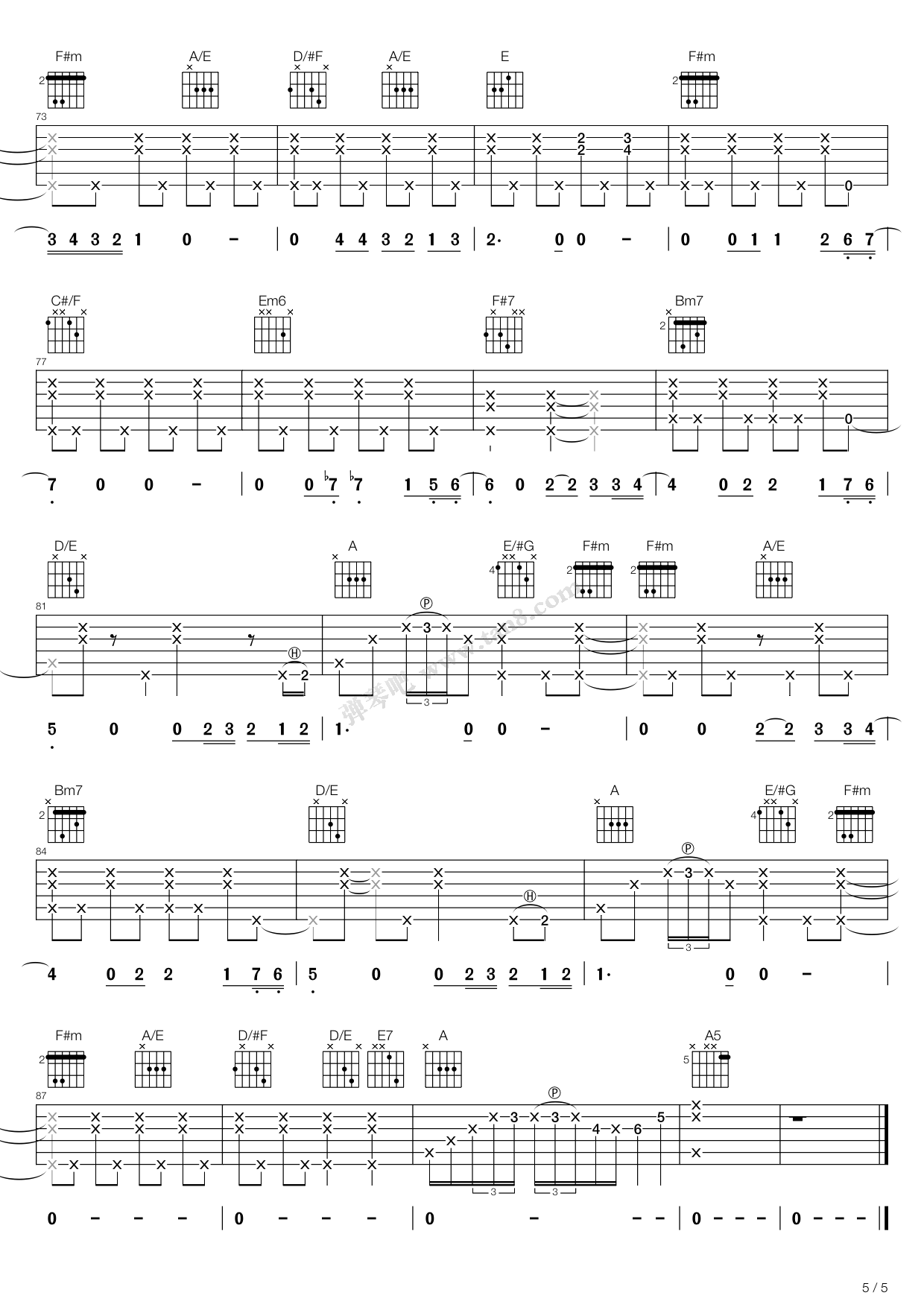 Eric Clapton《Tears In Heaven》吉他谱_A调_吉他弹唱吉他谱 Eric Clapton《Tears In Heaven》吉他谱_A调_吉他弹唱吉他谱