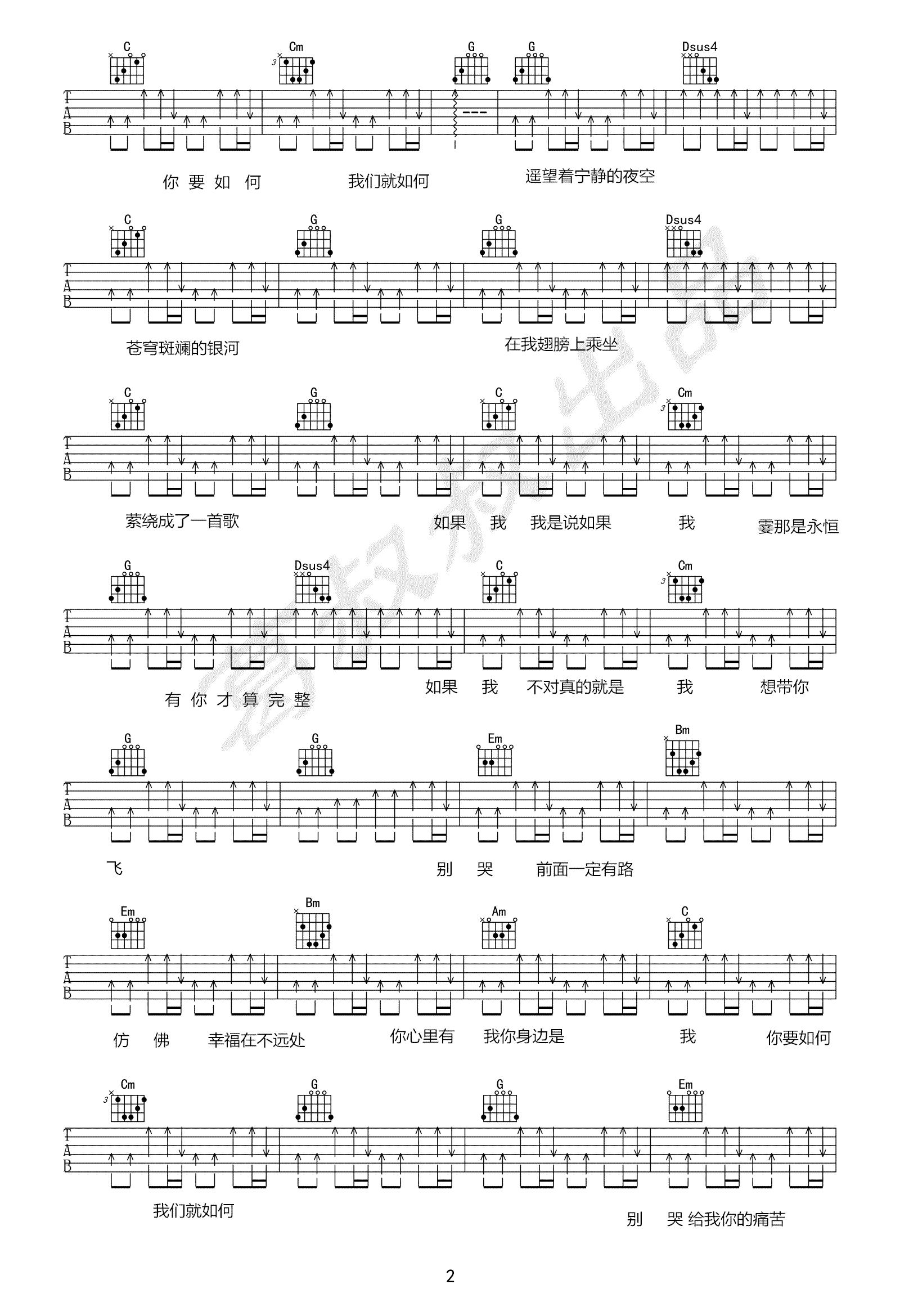 康姆士乐团《你要如何我们就如何》吉他谱_G调吉他弹唱吉他谱
