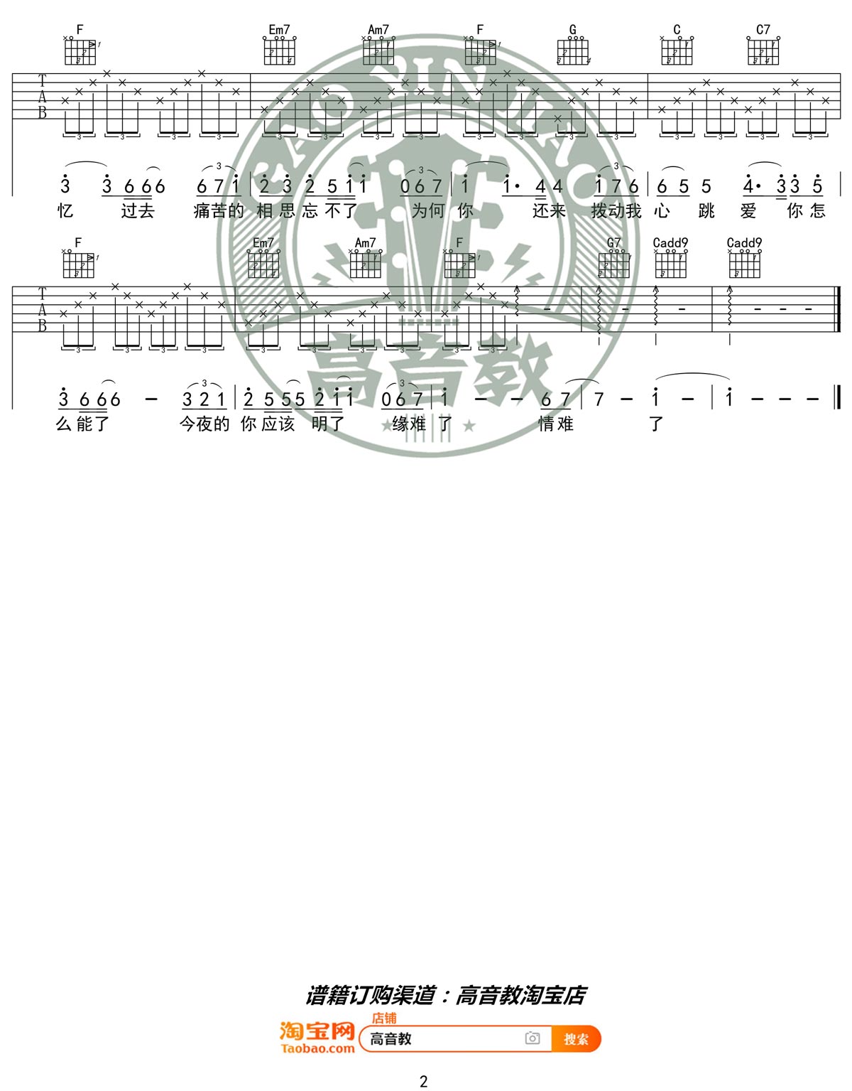 萧敬腾《新不了情》吉他谱_C调指法简单版 萧敬腾《新不了情》吉他谱_C调指法简单版
