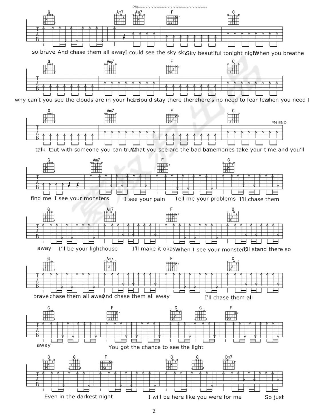 Katie Sky《Monsters》吉他谱_C调简单版