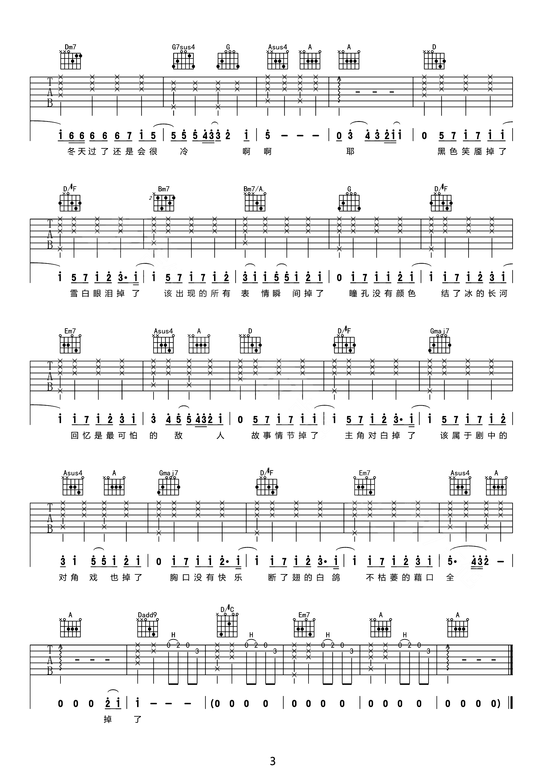 苏打绿/张惠妹《掉了》吉他谱_C调原版弹唱谱