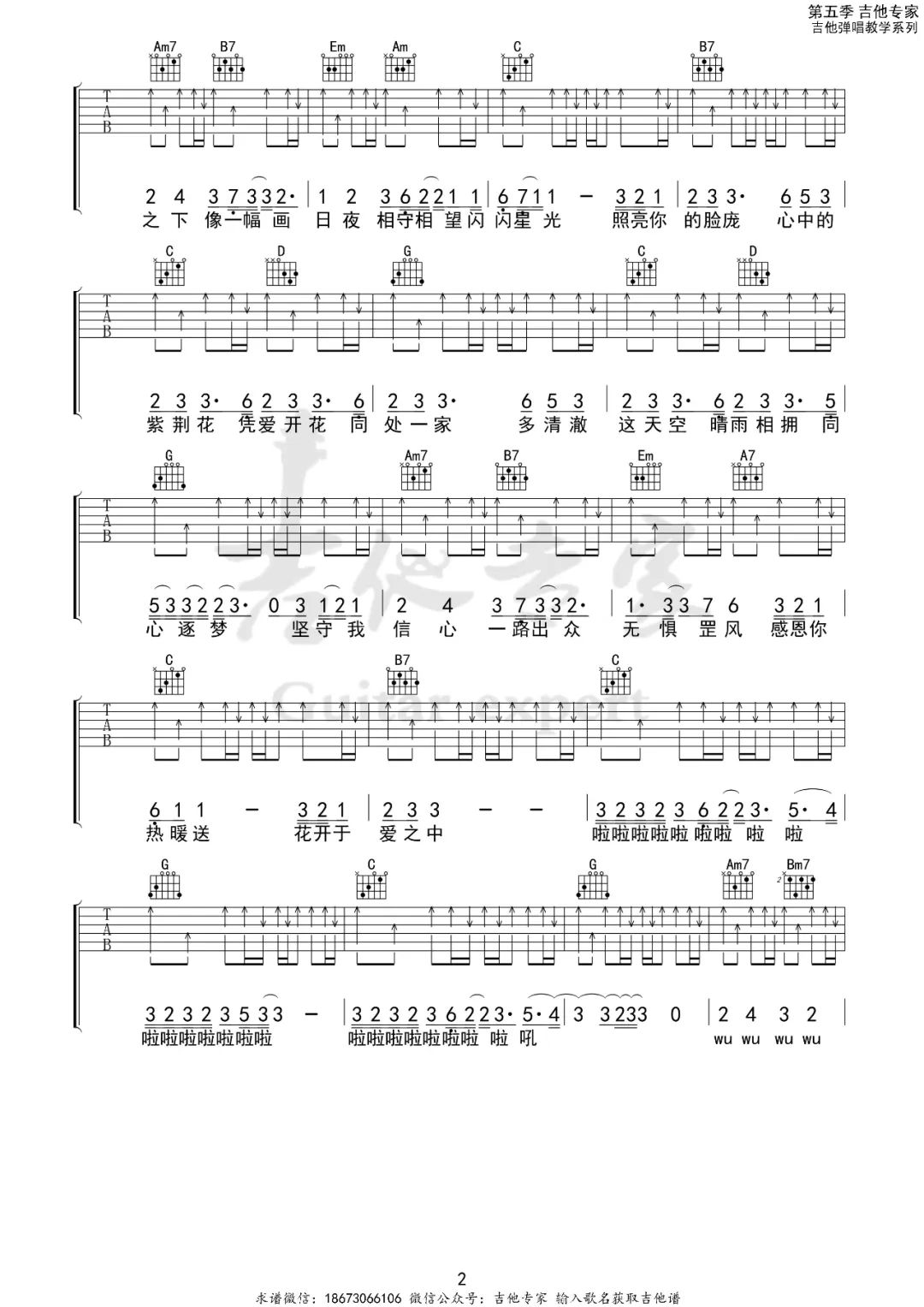 李荣浩/梁咏琪《紫荆花盛开》吉他谱_G调指法